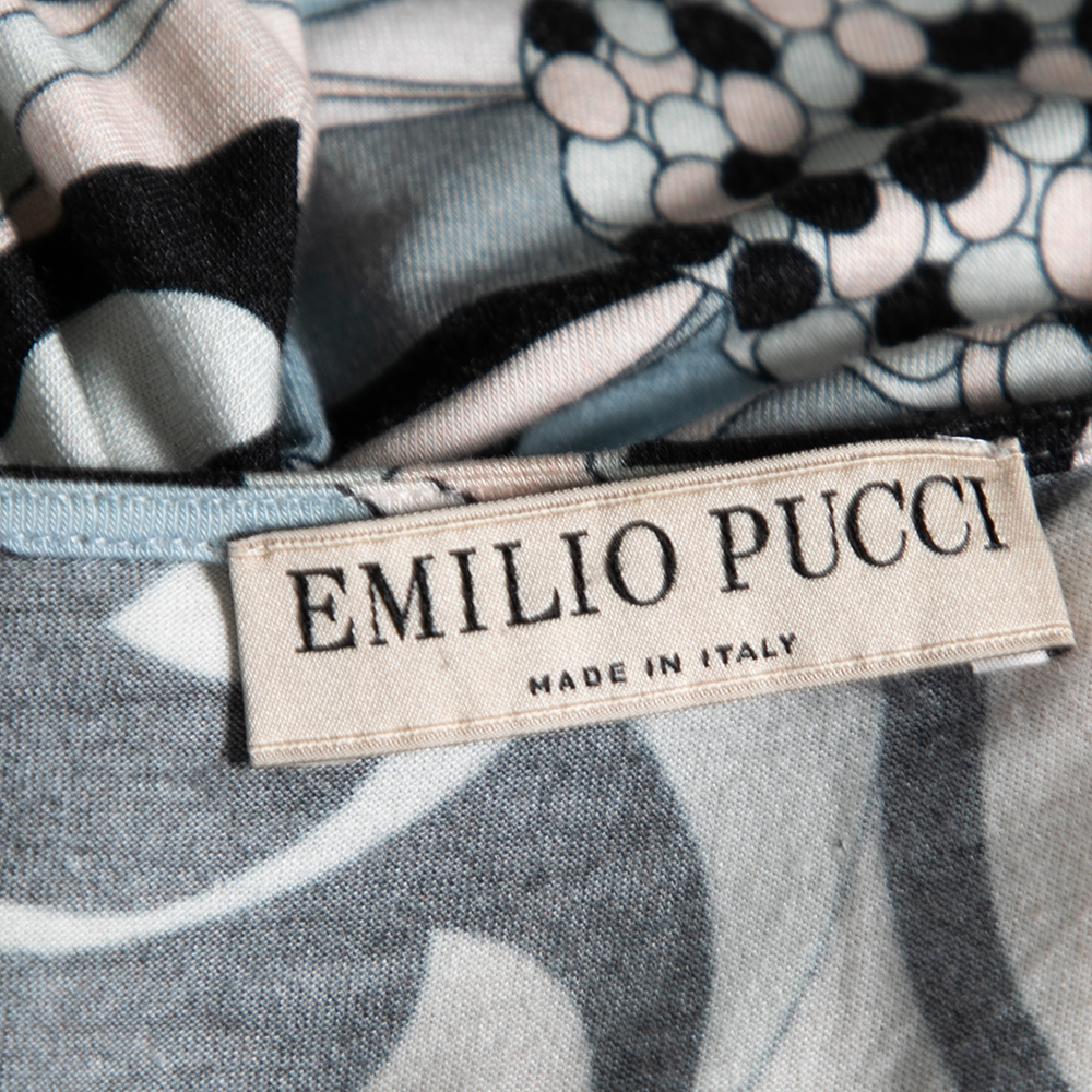 Emilio Pucci Multicolor Floral Printed Jersey Top S