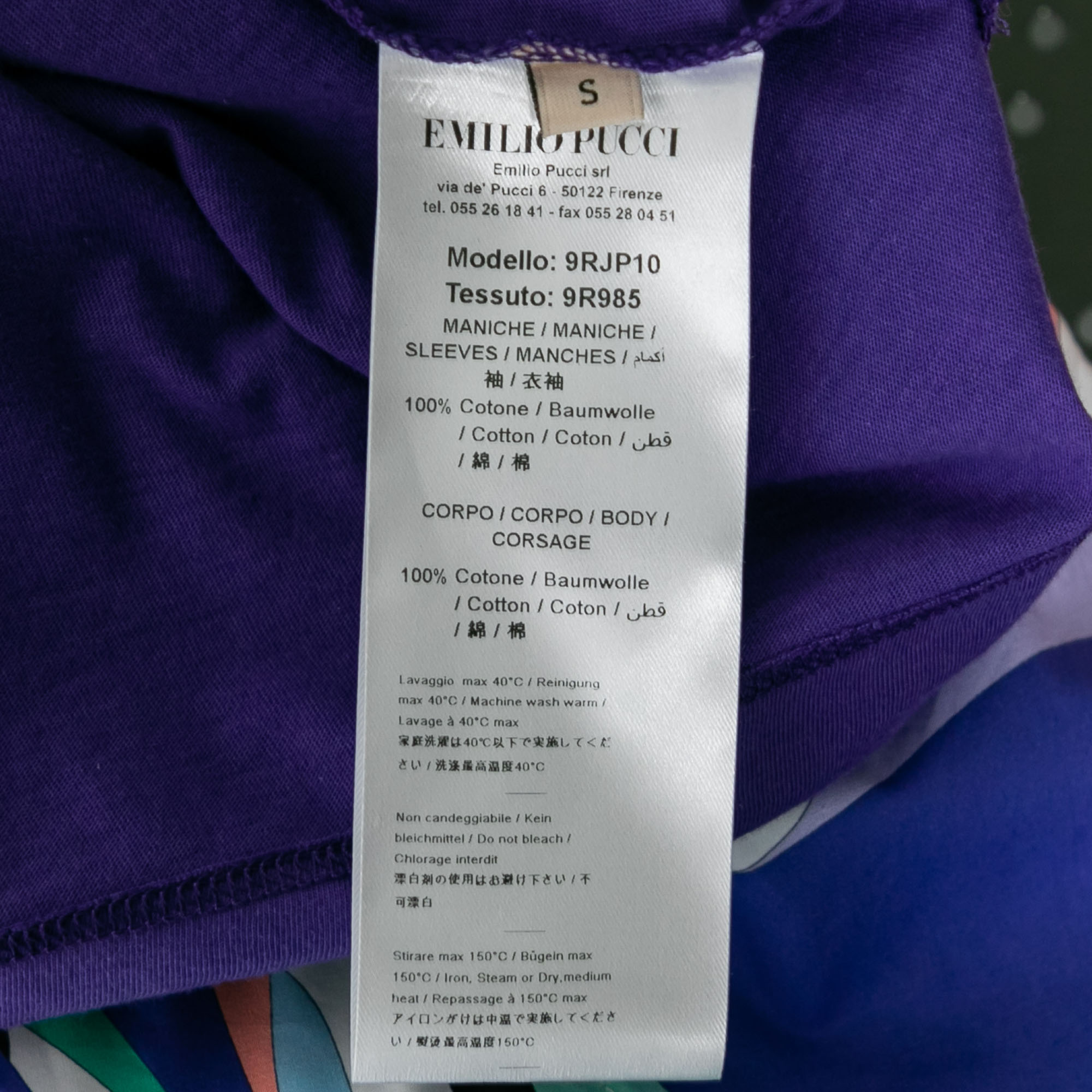 Emilio Pucci Purple Cotton Cut-Out Sleeve Detail T-Shirt S