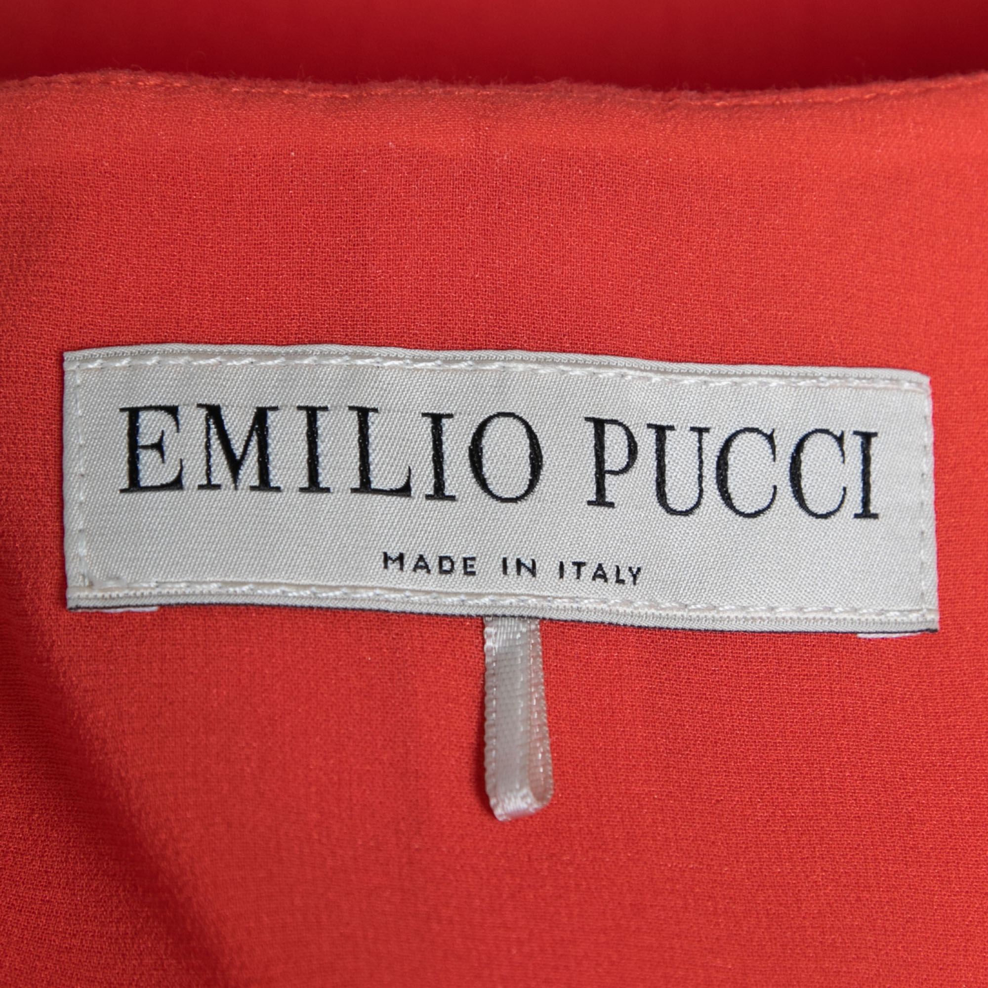 Emilio Pucci Coral Wool Gathered Detail Sleeveless Dress S