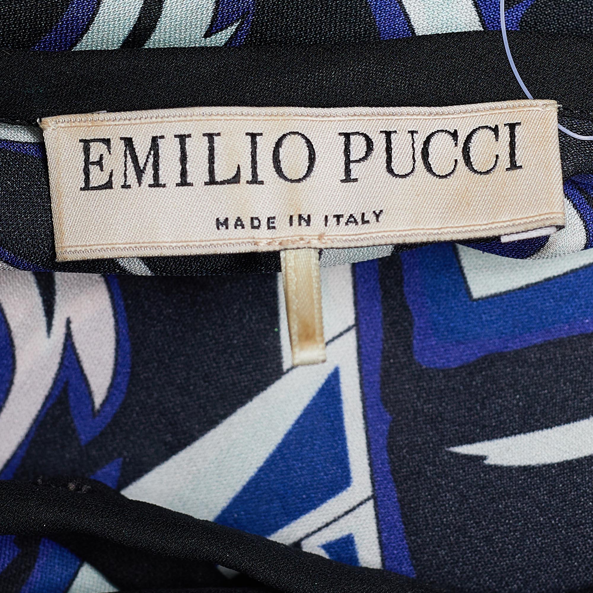 Emilio Pucci Purple Printed Silk Bow Neck Detail Blouse M