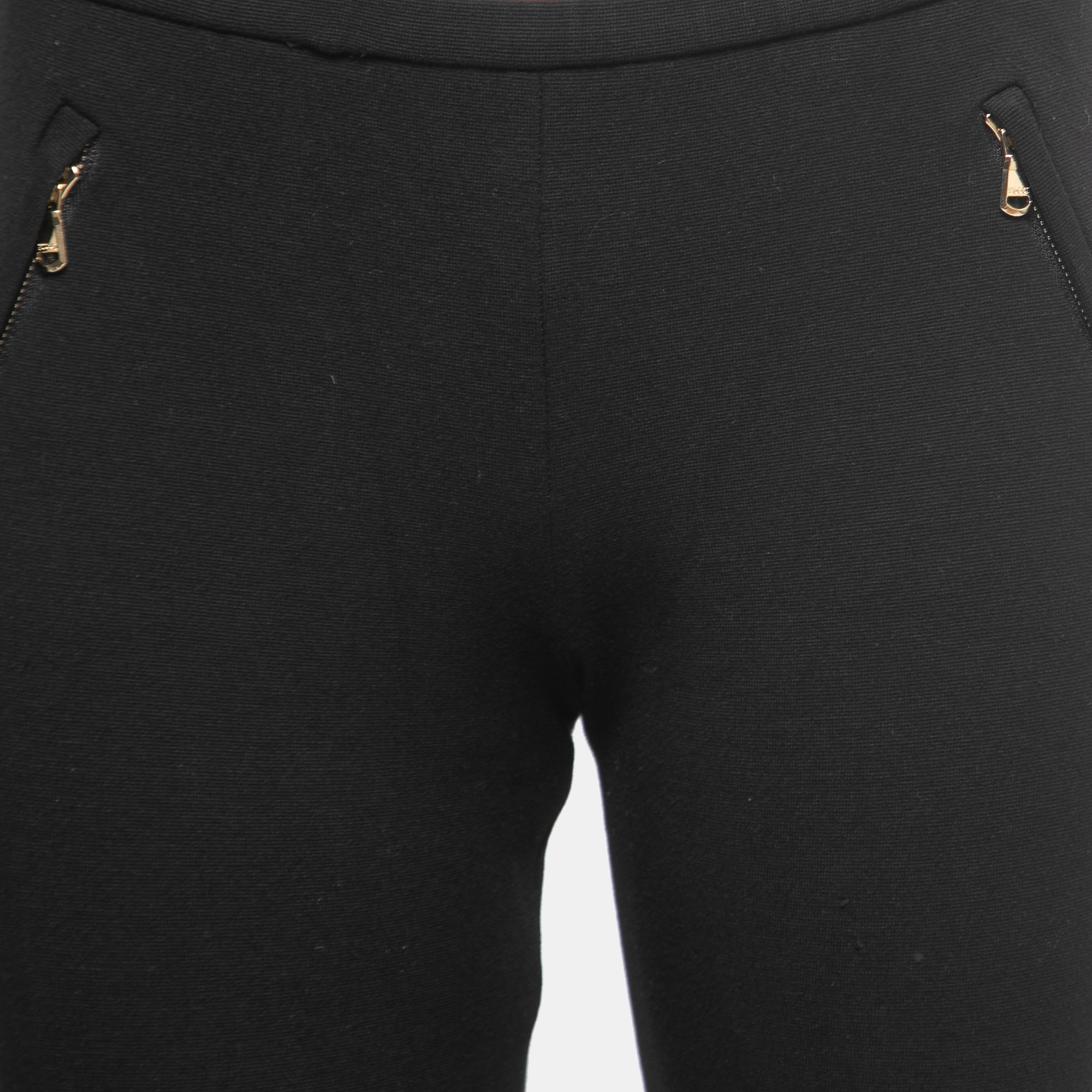 Emilio Pucci Black Knit Front Zip Detail Leggings M