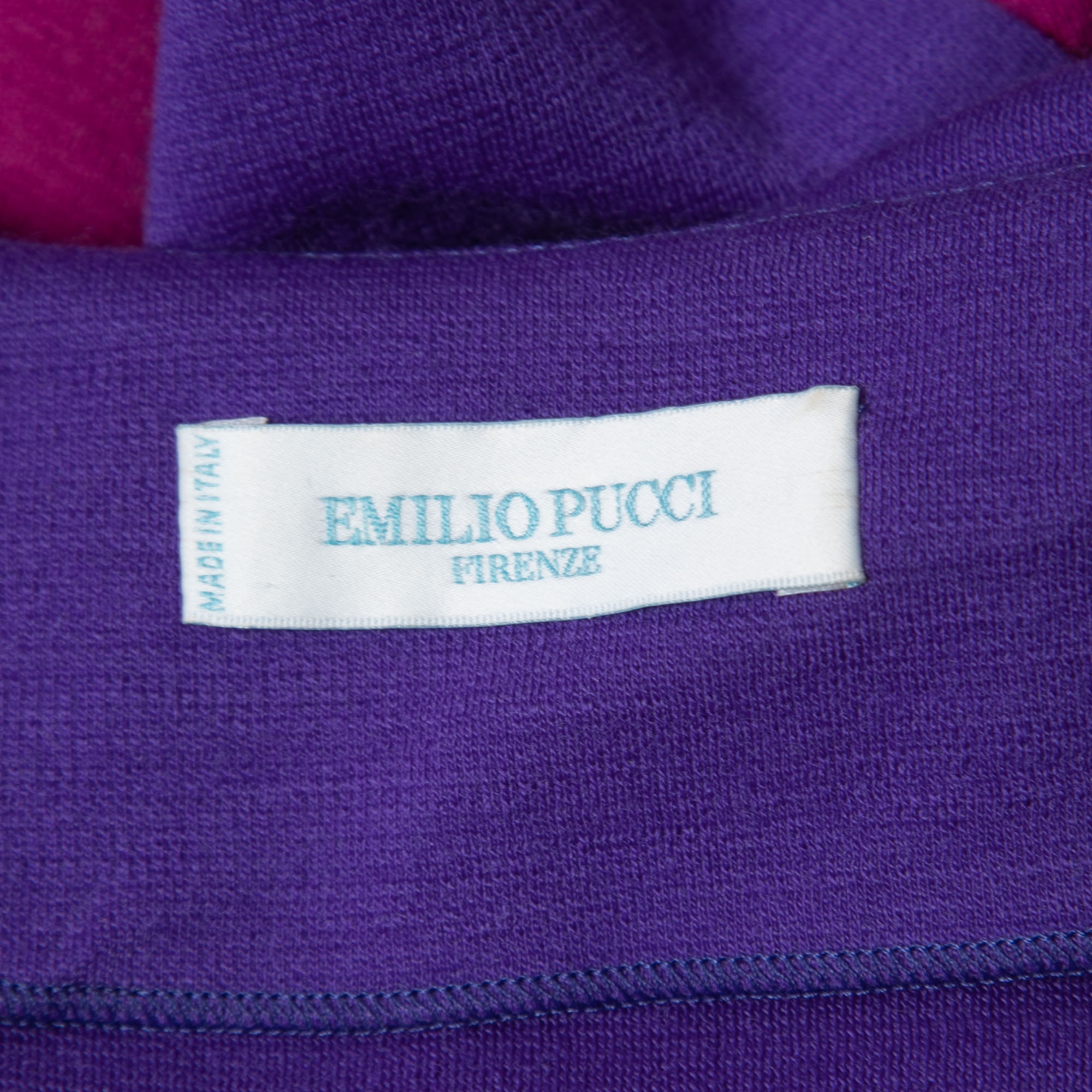 Emilio Pucci Blue/Purple Wool Knit V-Neck Short Dress S