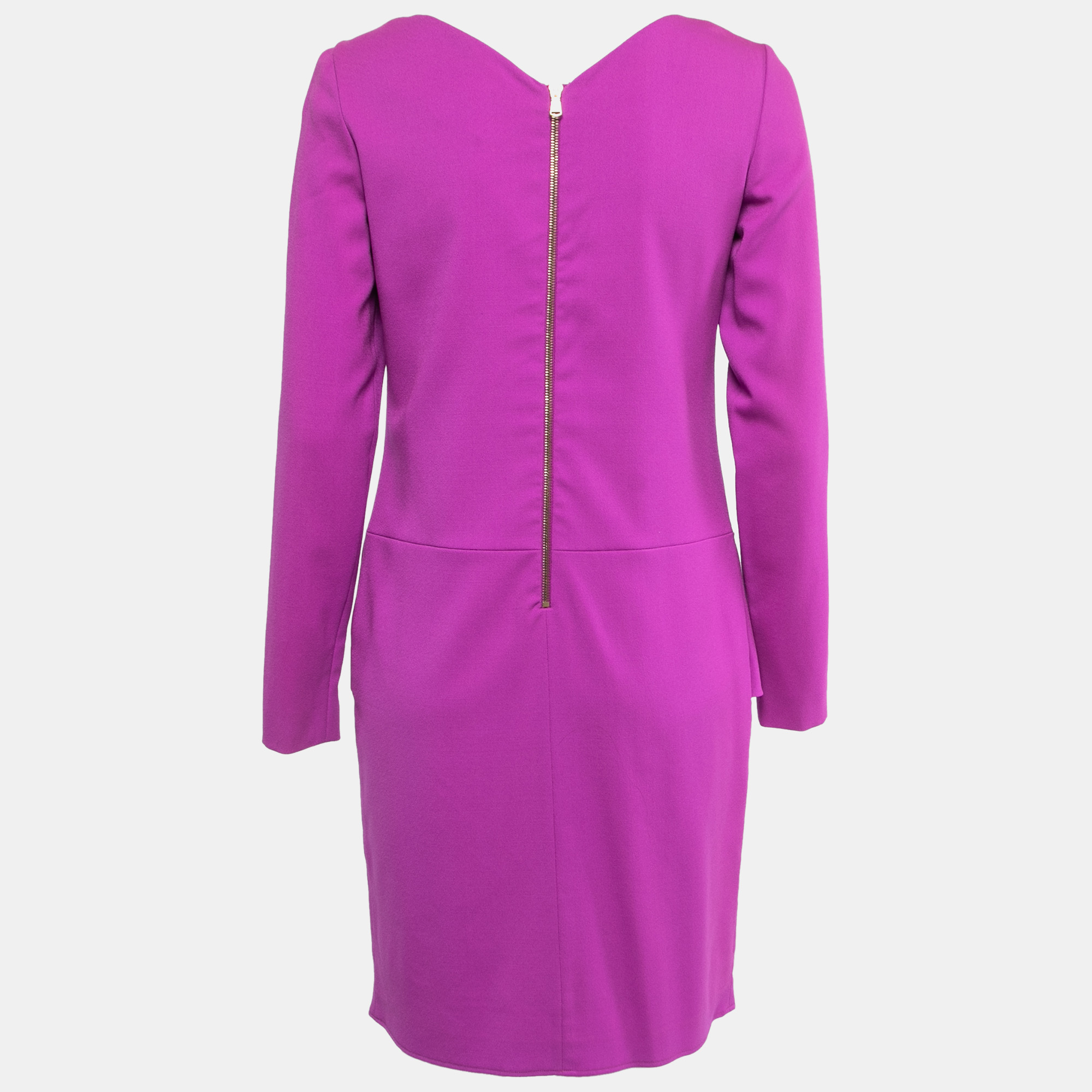 Emilio Pucci Purple Wool Drop Waist Long Sleeve Midi Dress M