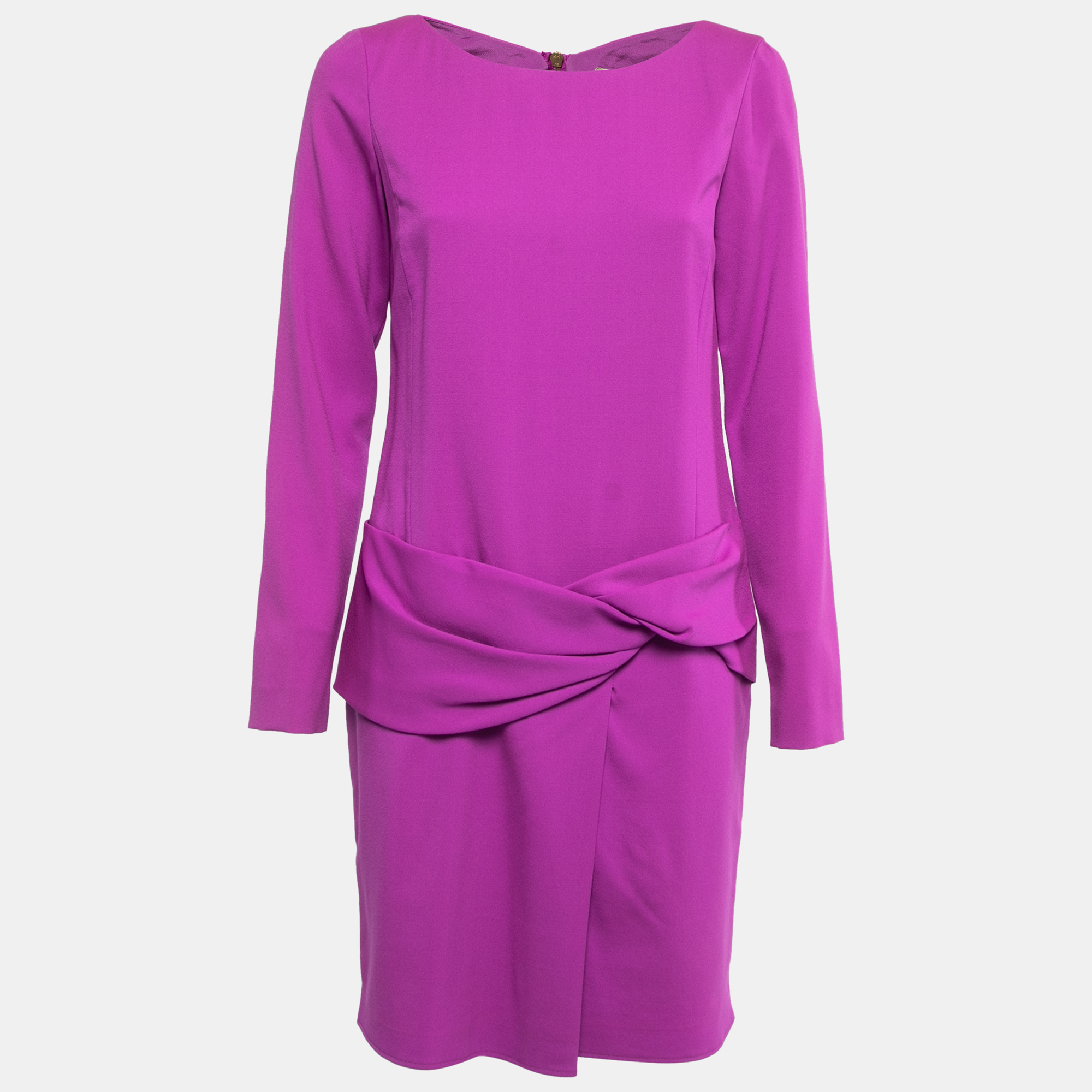 Emilio Pucci Purple Wool Drop Waist Long Sleeve Midi Dress M