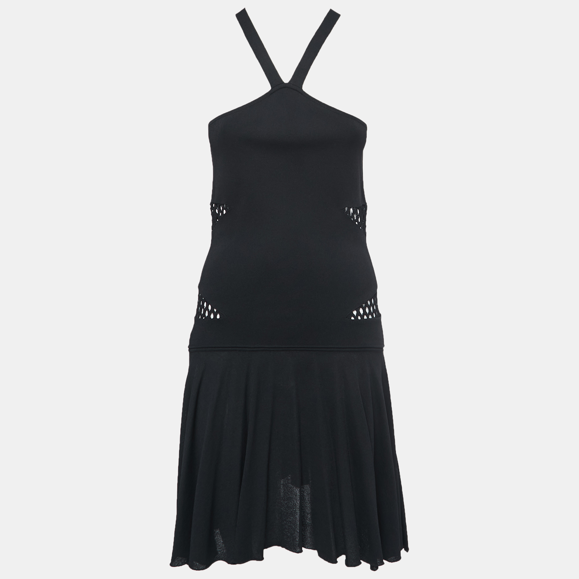 Emilio Pucci Black Knit Strappy Flared Short Dress M