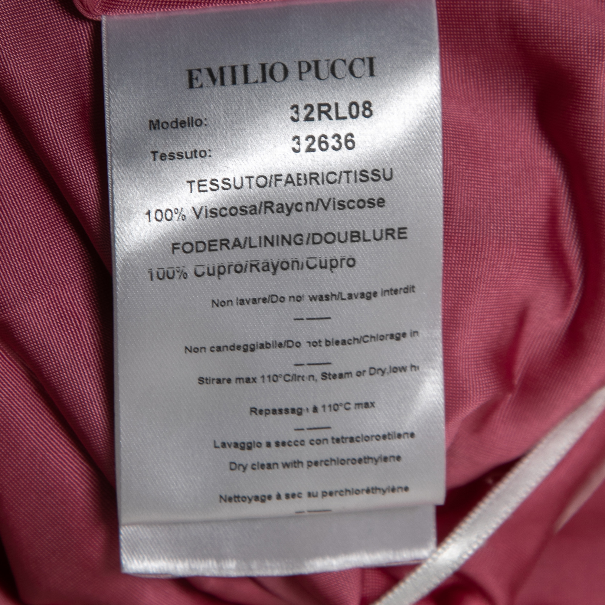 Emilio Pucci Pink Jersey Draped Sleeveless Buckle Detail Dress M