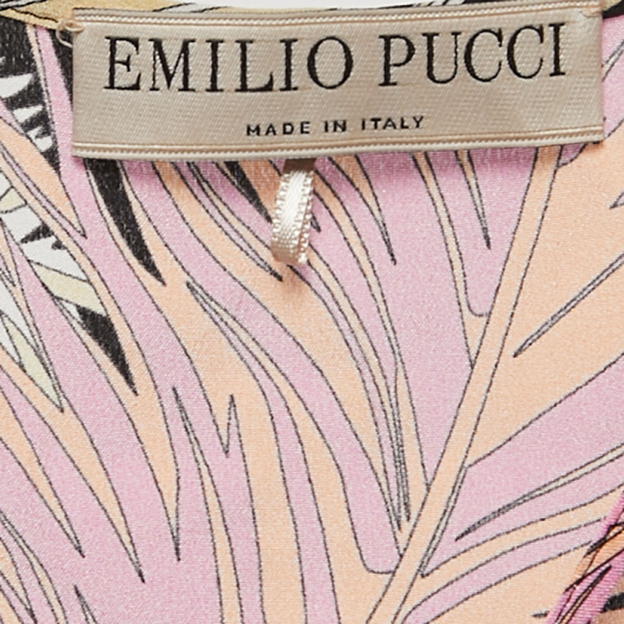 Emilio Pucci Black Printed Silk Sleeveless Ruffled Top S