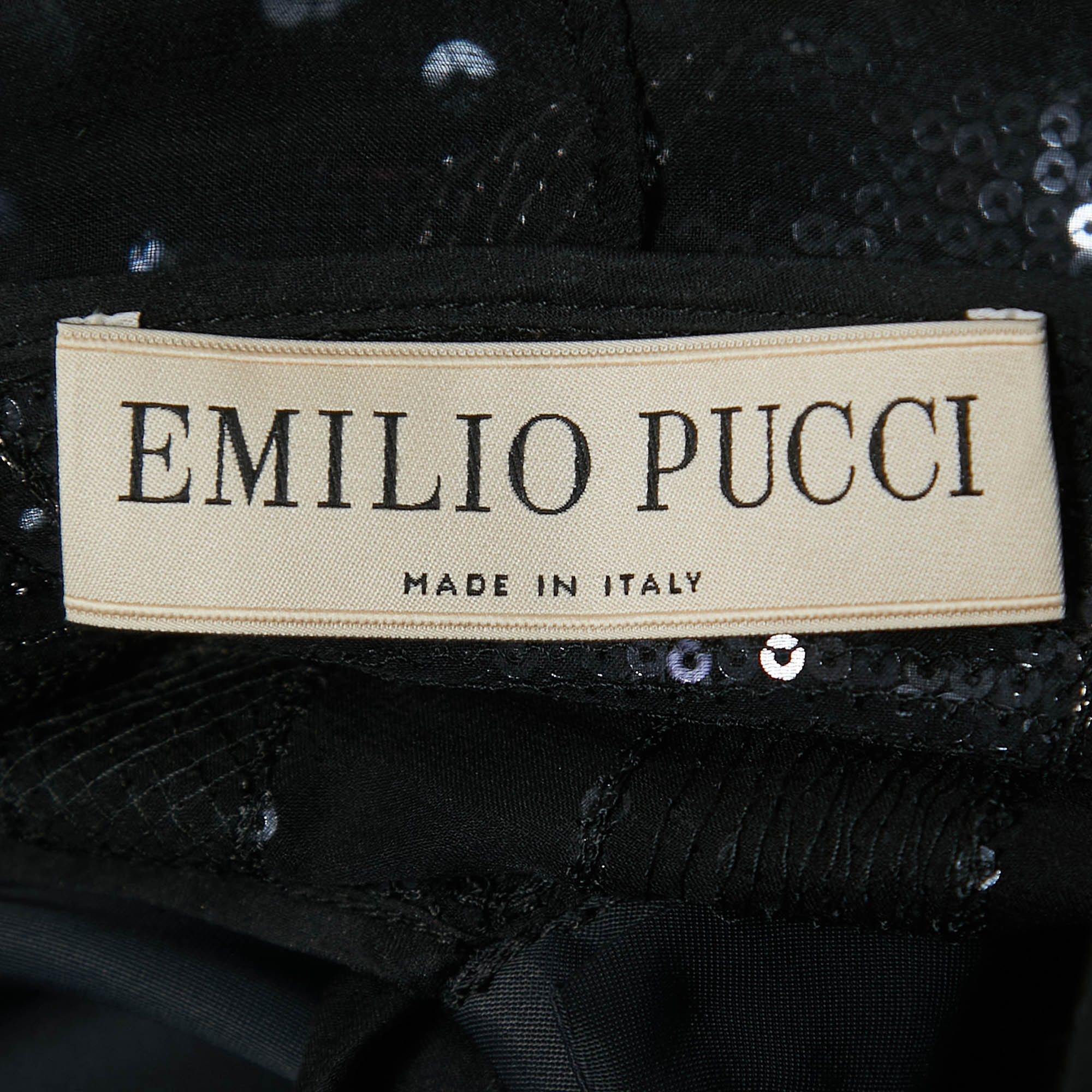 Emilio Pucci Navy Blue/Black Silk Blend Sequin Embellished Midi Dress XL