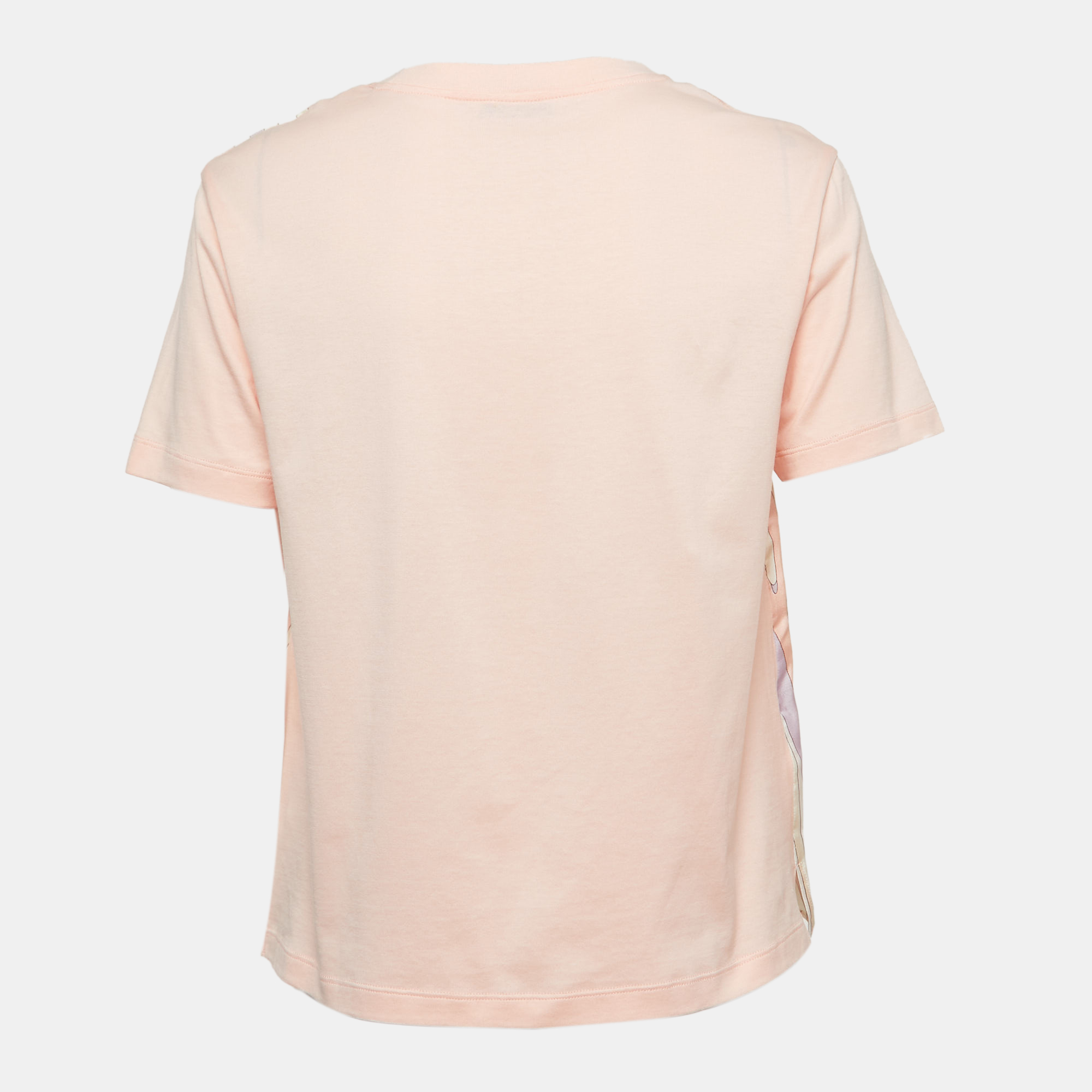

Emilio Pucci Light Pink Abstract Print Silk & Cotton Short Sleeve T-Shirt