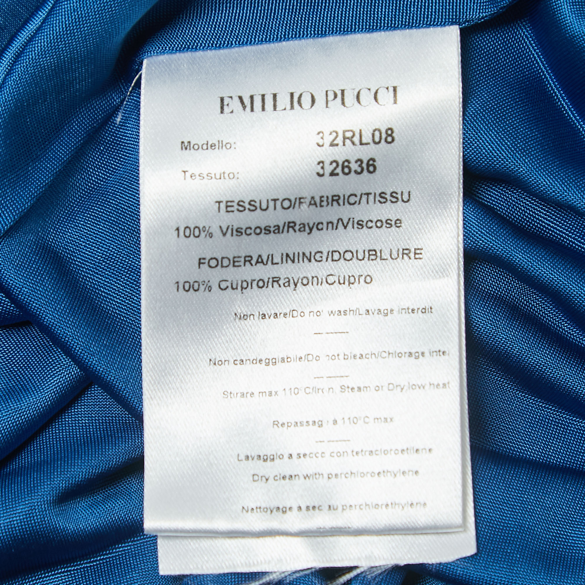 Emilio Pucci Blue Jersey Buckle Detail Draped Sleeveless Midi Dress S