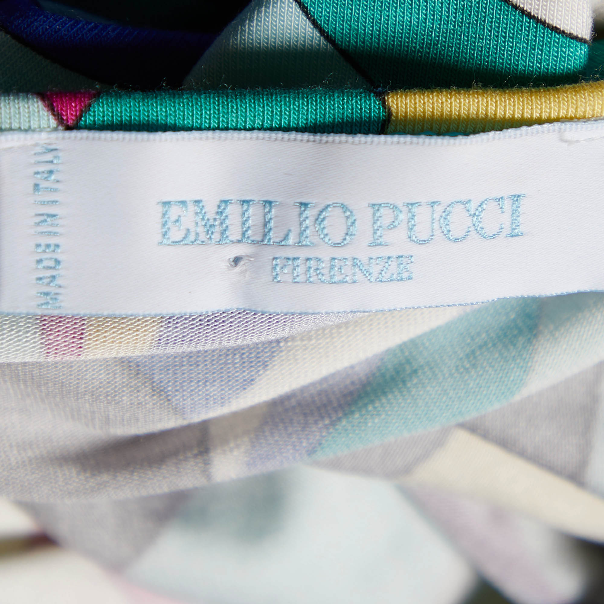 Emilio Pucci Multicolor Printed Knit V-Neck T-Shirt L