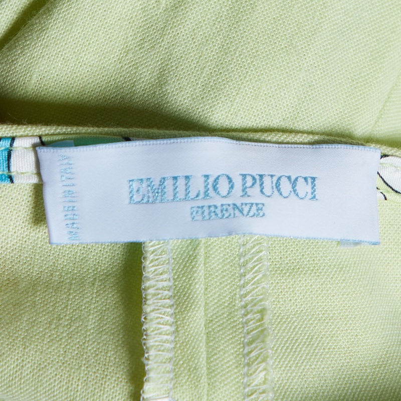 Emilio Pucci Multicolor Printed Jersey Camisole & Green Cotton & Linen Capri Pants L