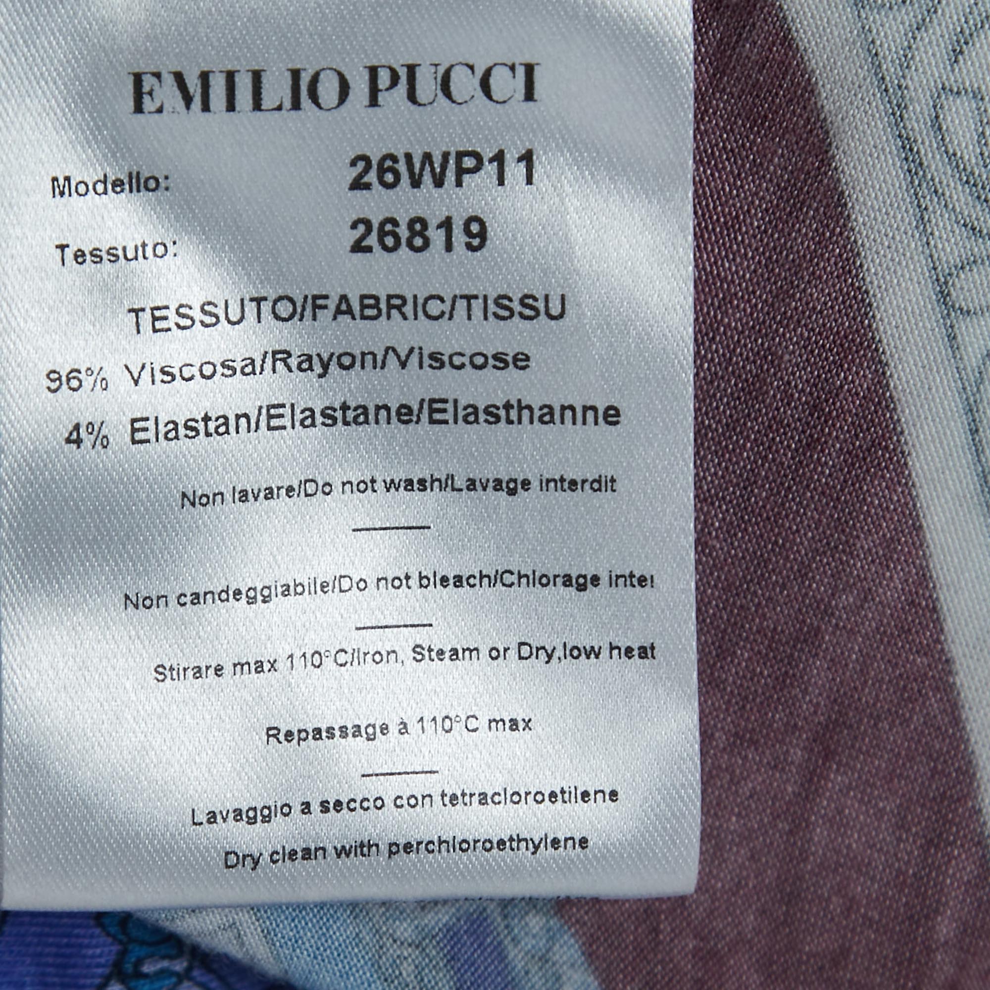 Emilio Pucci Multicolor Print Knit Short Sleeve Top S