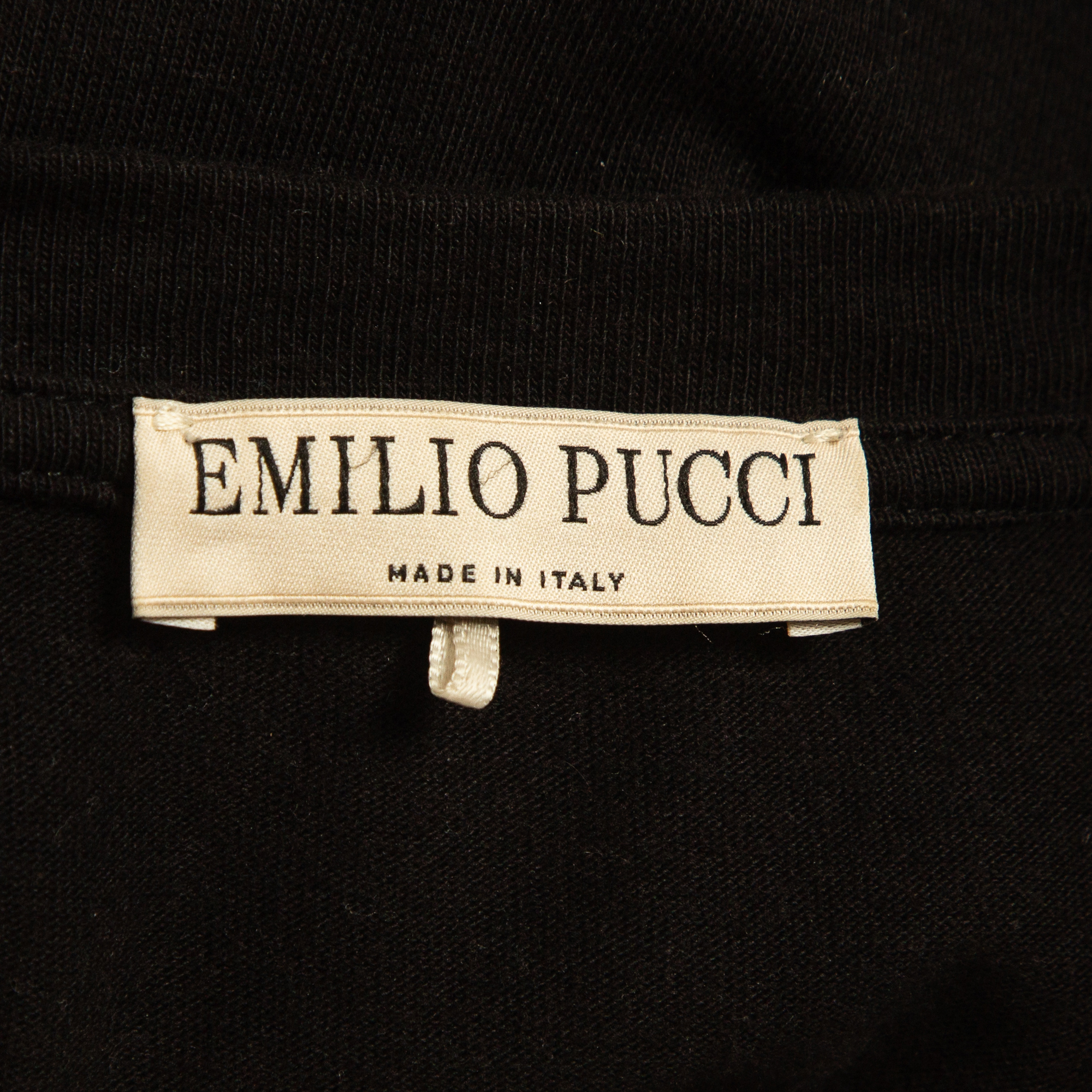 Emilio Pucci Black Embellished Logo Print Cotton Half Sleeve T-Shirt L