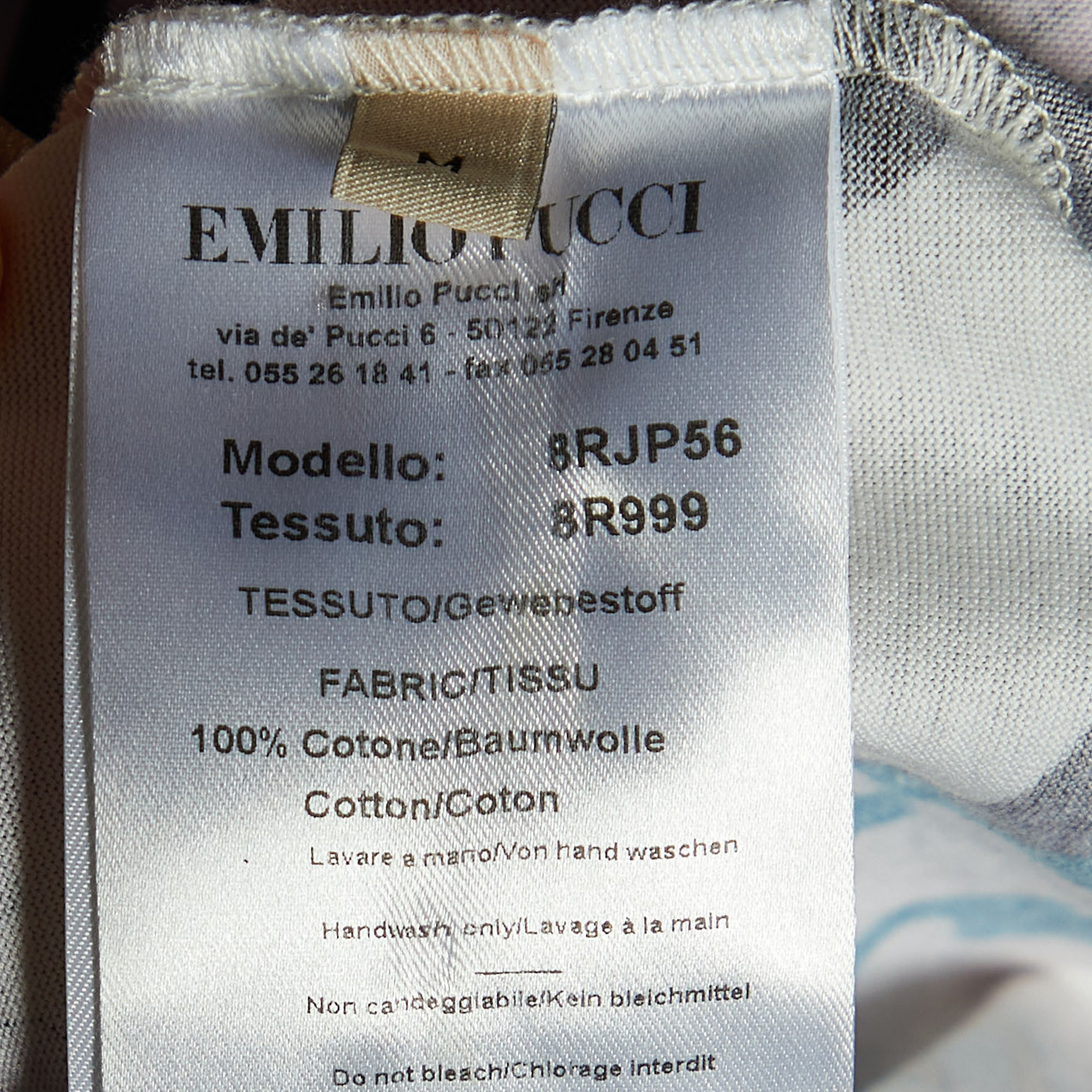 Emilio Pucci Multicolor Logo Print Half Sleeve T-Shirt M