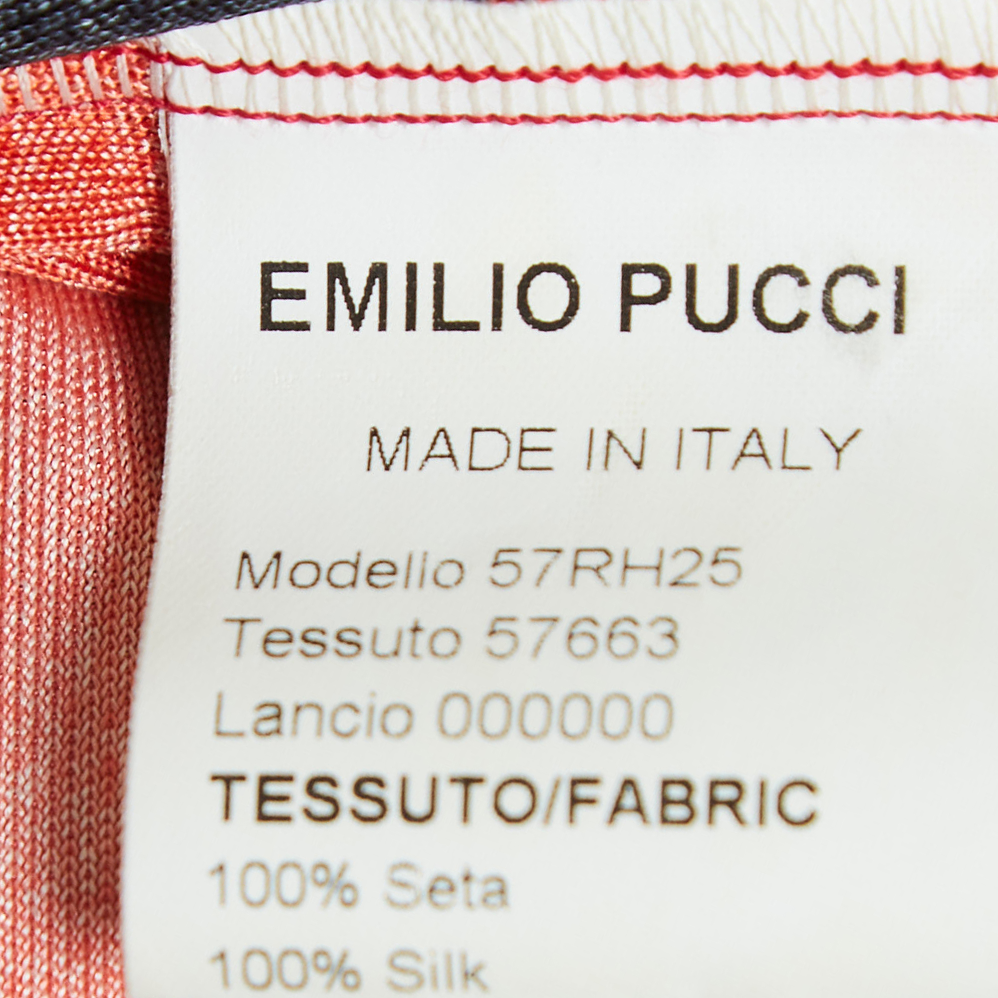 Emilio Pucci Vintage Multicolor Print Silk Ruched Maxi Dress M