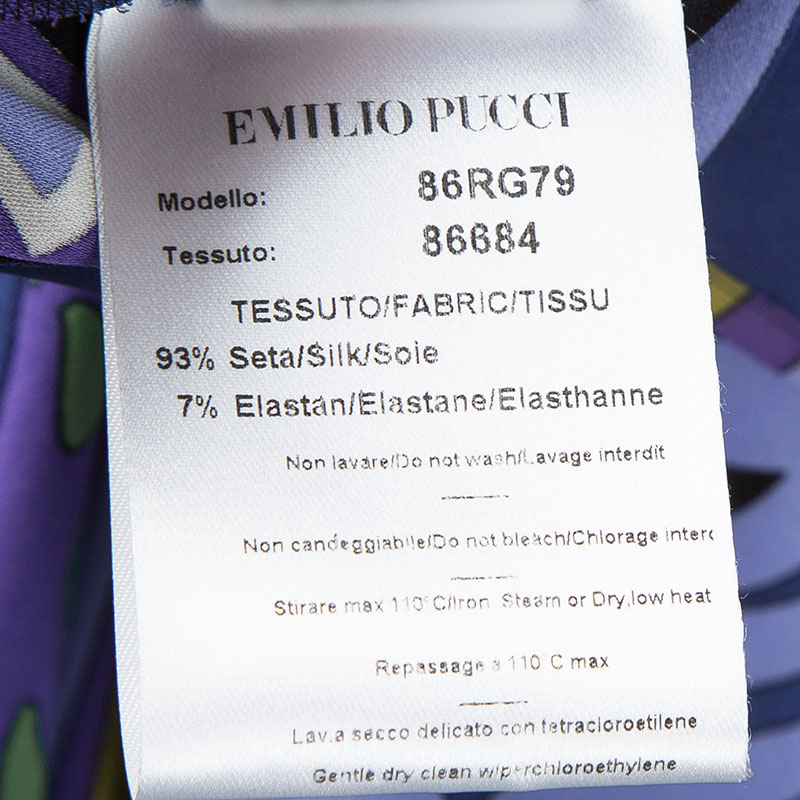 Emilio Pucci Purple Printed Silk Embellished Sleeveless Dress M