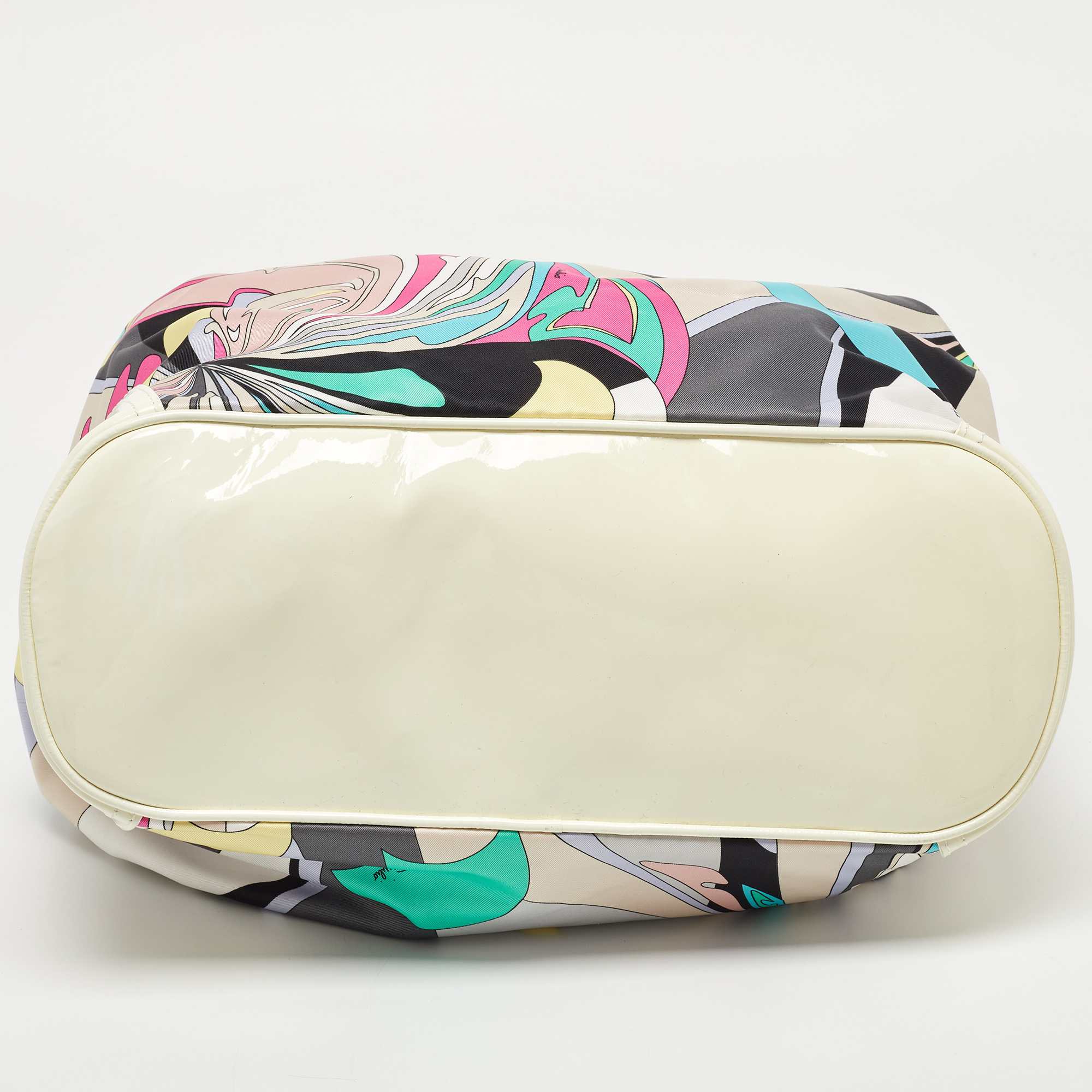 Emilio Pucci Multicolor Satin And Patent Leather Drawstring Shoulder Bag