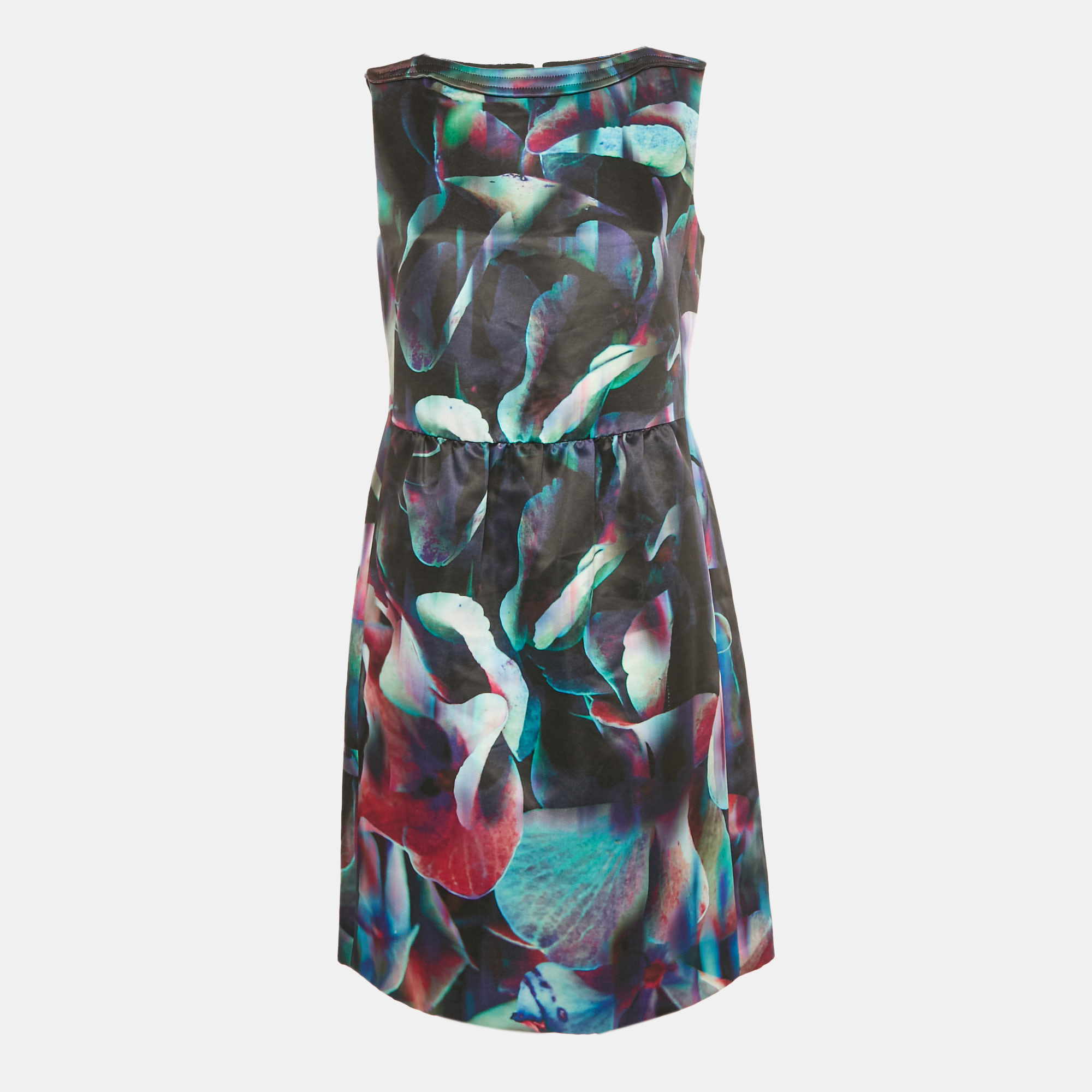 Emporio Armani Multicolor Digital Print Satin Sleeveless Dress M 
Emporio Armani Multicolor Digital Print Satin Sleeveless Dress M