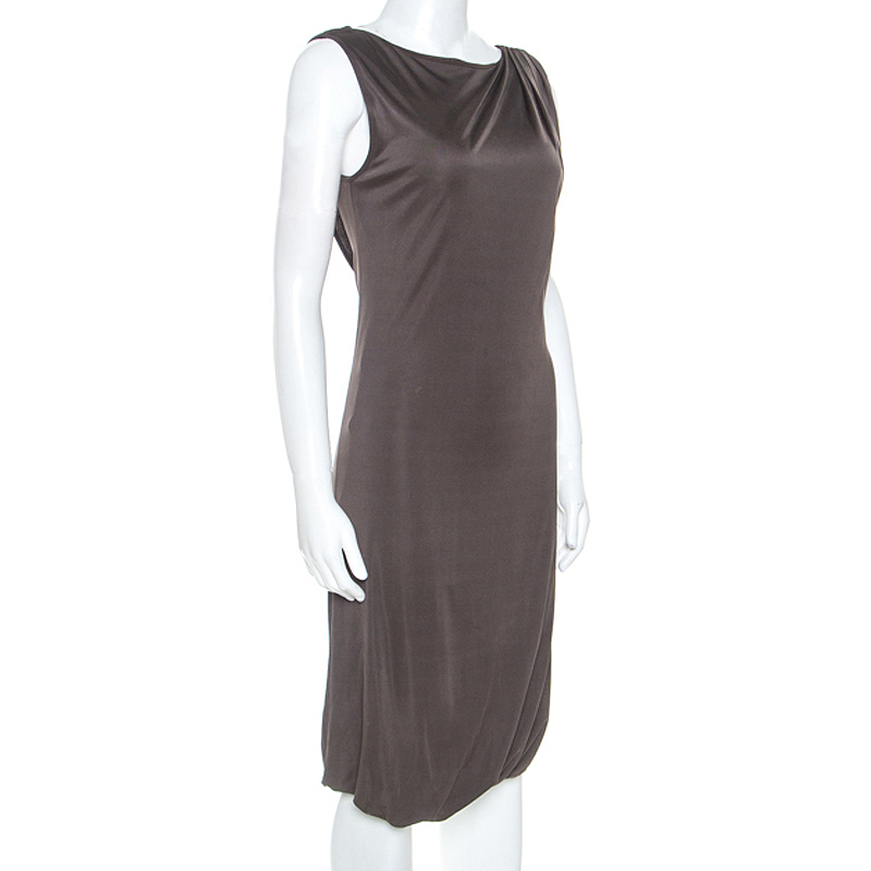 

Emporio Armani Brown Jersey Draped Detail Milano Dress