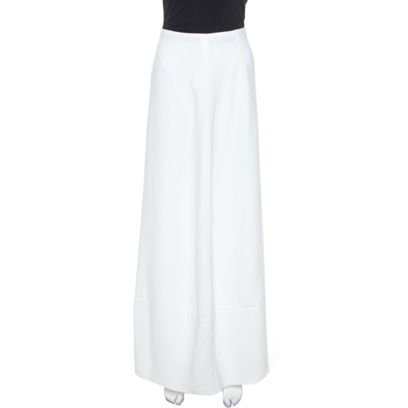 Image of Emporio Armani White Crepe Gonna Maxi Skirt S