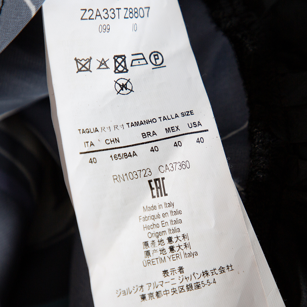 Emporio Armani Black Printed Satin & Lace Overlay Maxi Dress S