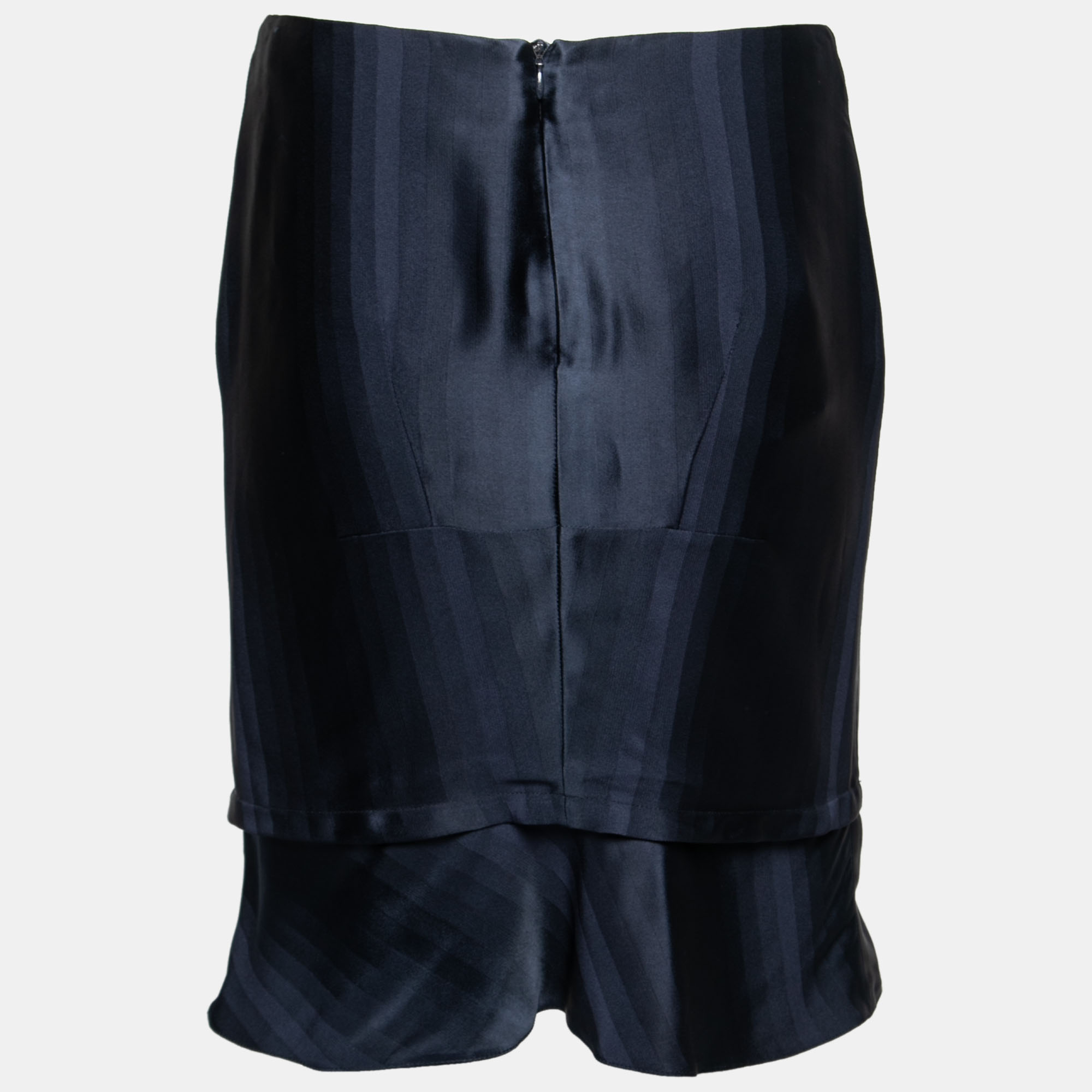 Emporio Armani Navy Blue Satin Short Skirt S