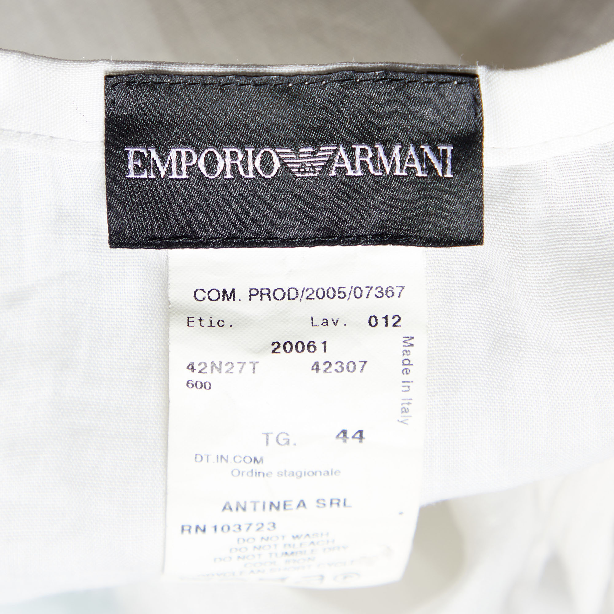 Emporio Armani Off-White Ramie Contrast Trim Mini Skirt M