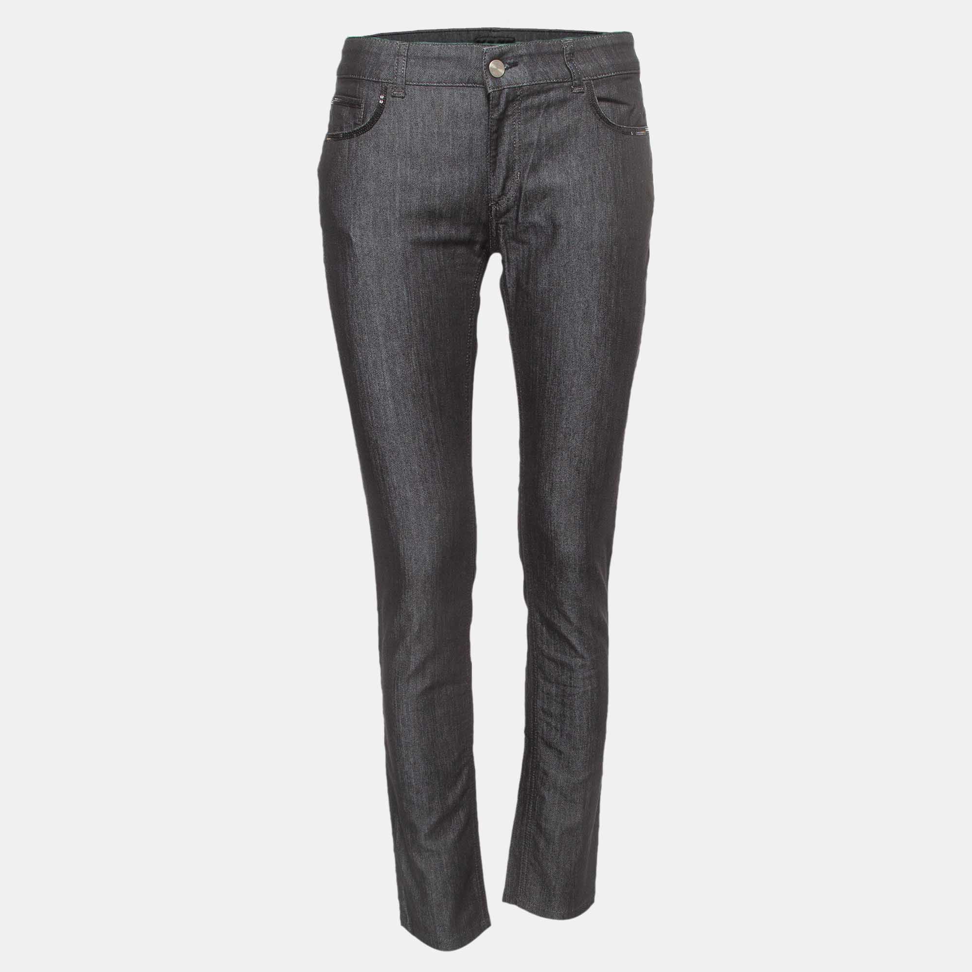 Emporio Armani Black Denim Sequined Pocket Detail Dakota Jeans M Waist 29