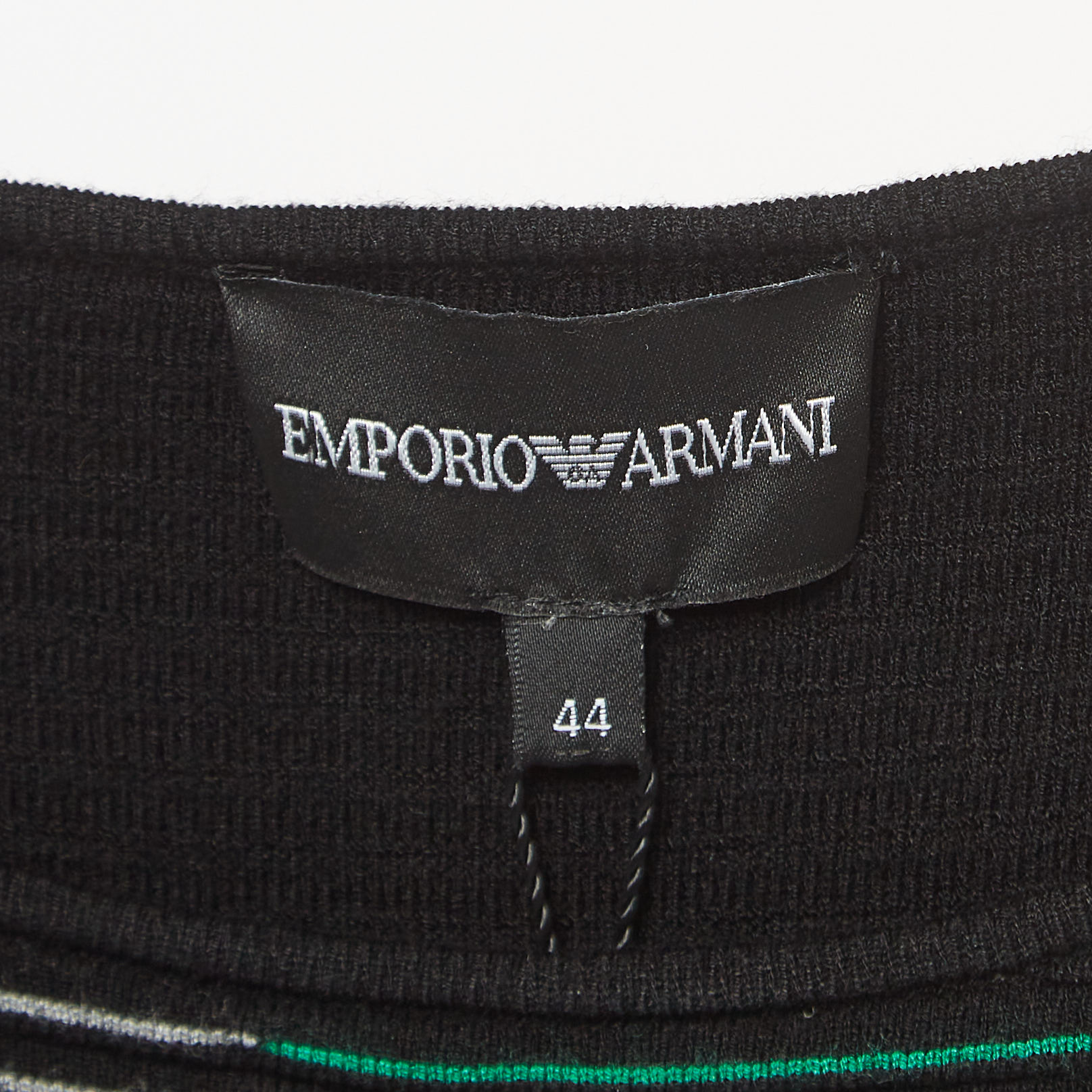 Emporio Armani Black Striped Knit Pleat Detail Short Dress M