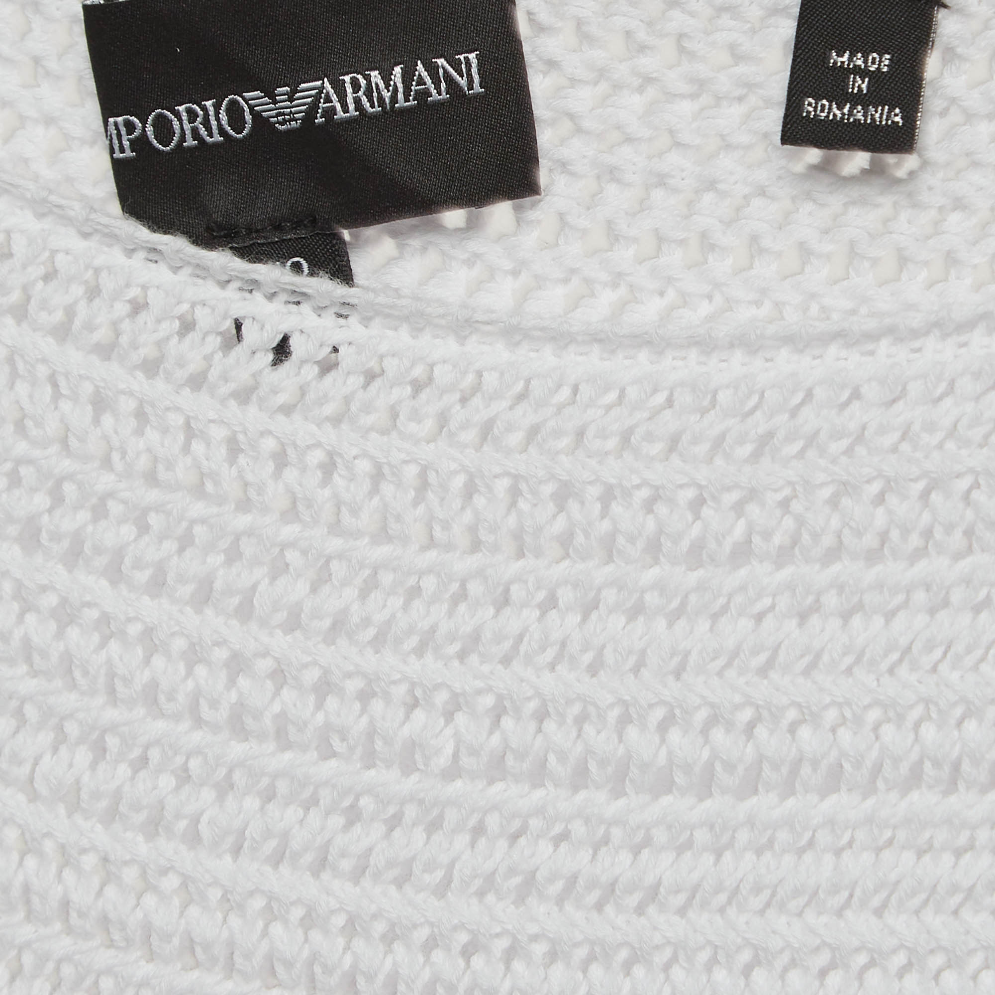 Emporio Armani Black/White Crochet Flared Mini Dress S