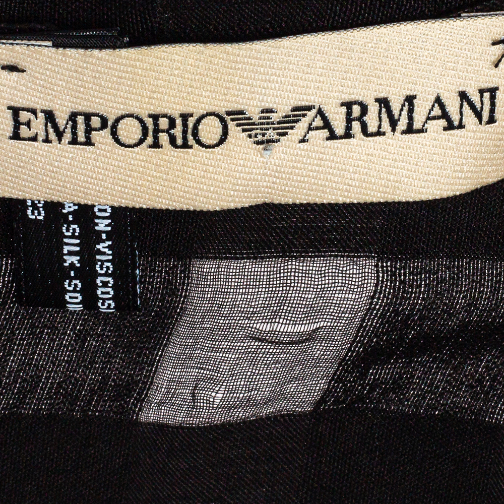 Emporio Armani Black Check Patterned Silk Scarf