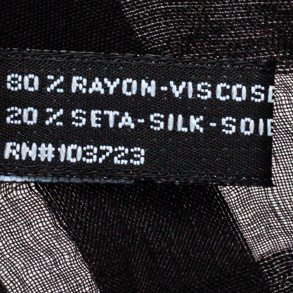 Emporio Armani Black Check Patterned Silk Scarf