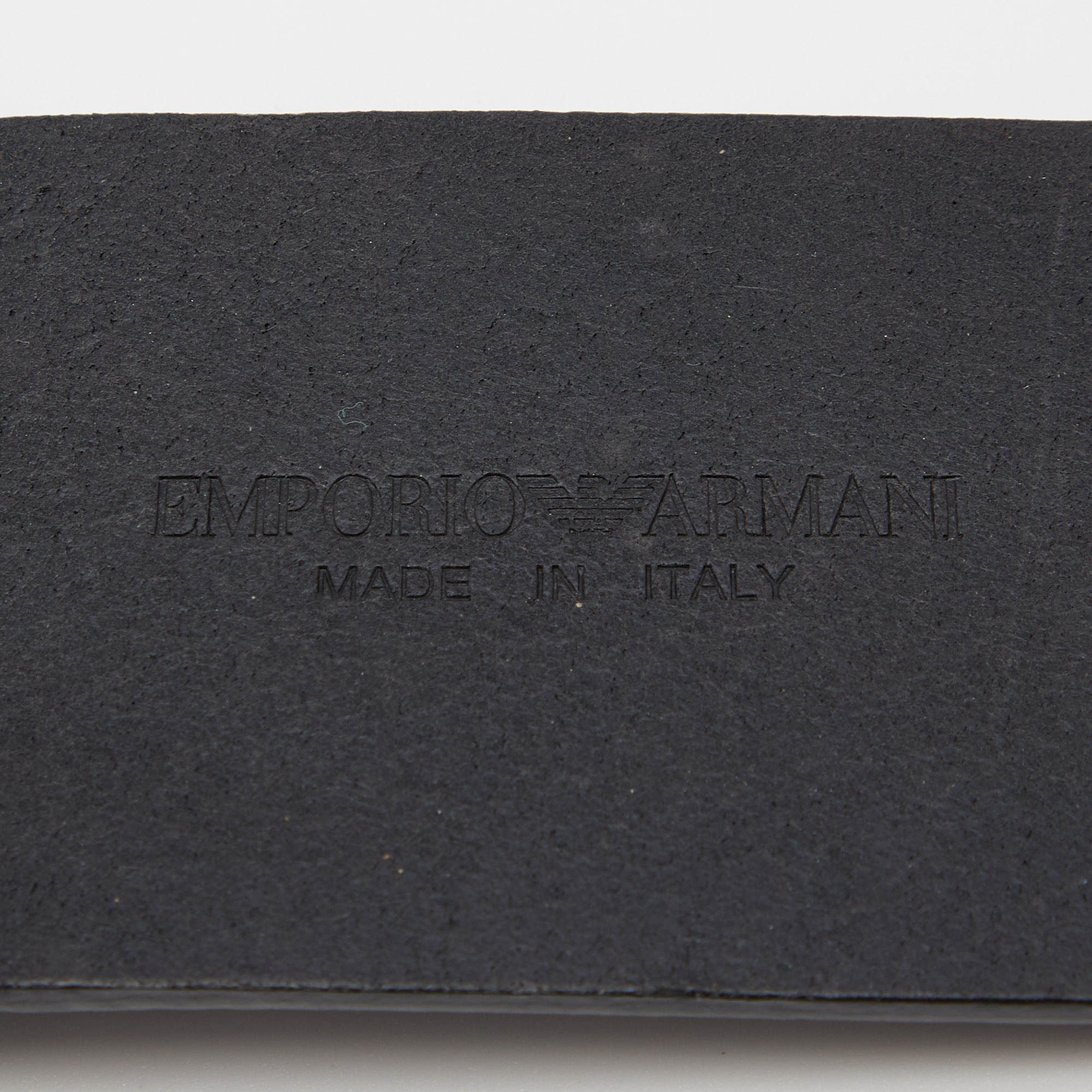 Emporio Armani Black Leather Brick Buckle Wide Belt