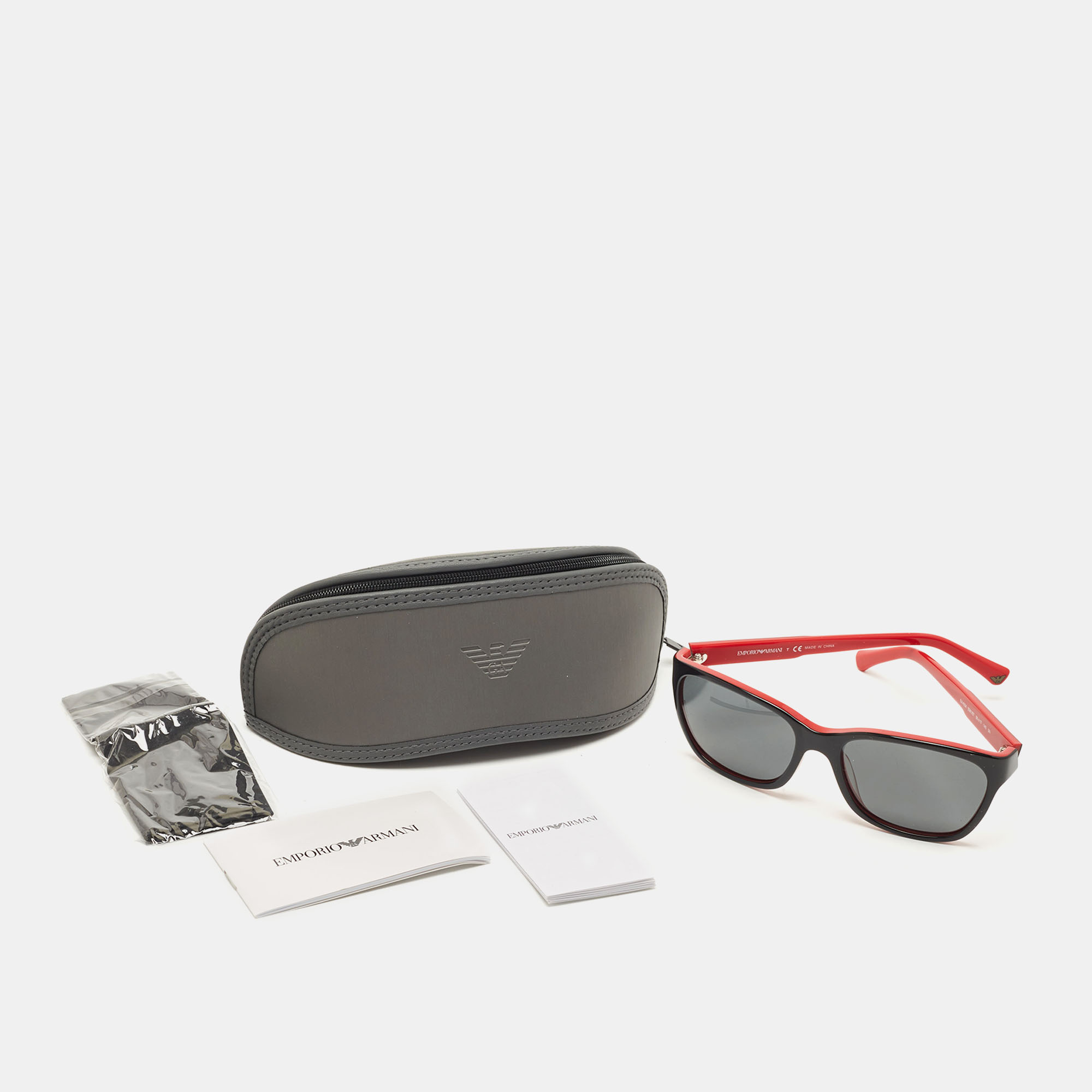 Emporio Armani Red/Black Gradient Rectangular Sunglasses
