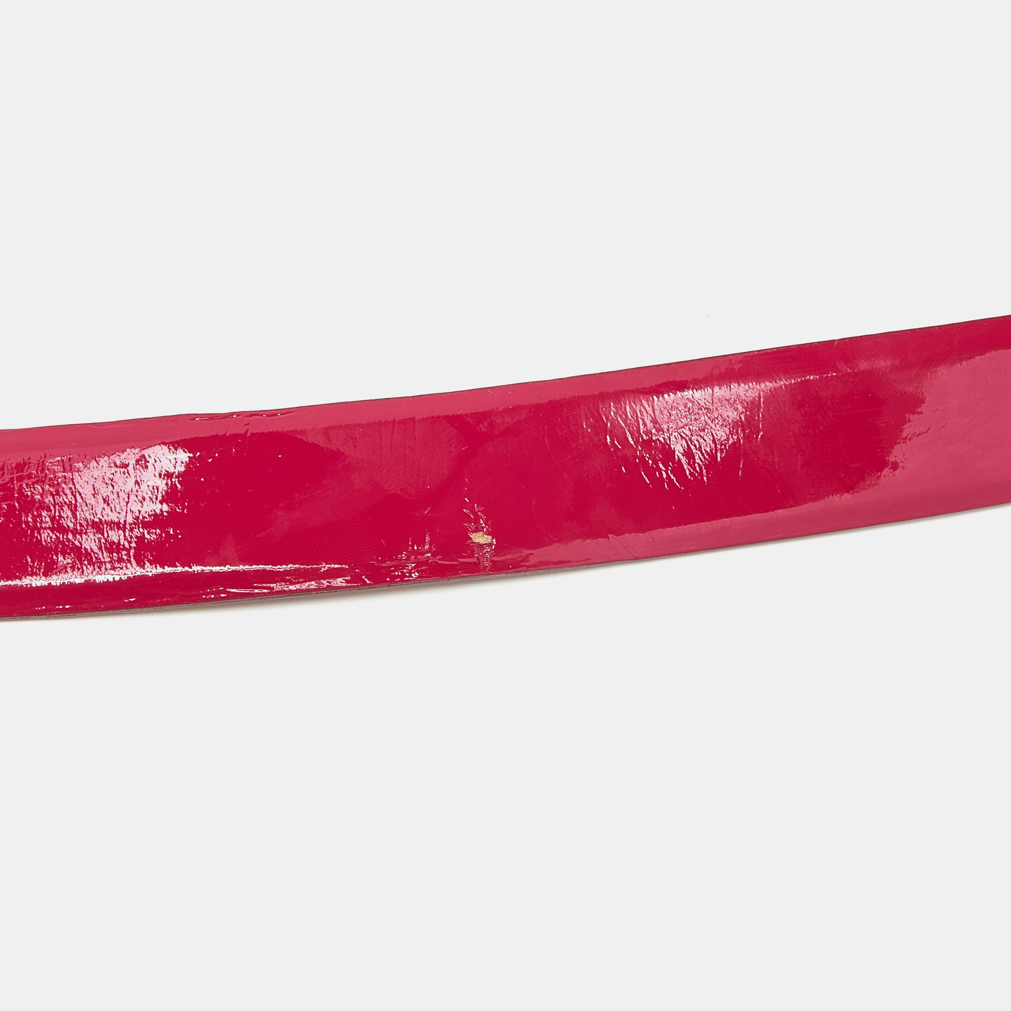Emporio Armani Pink Patent Leather Skinny Belt 95CM
