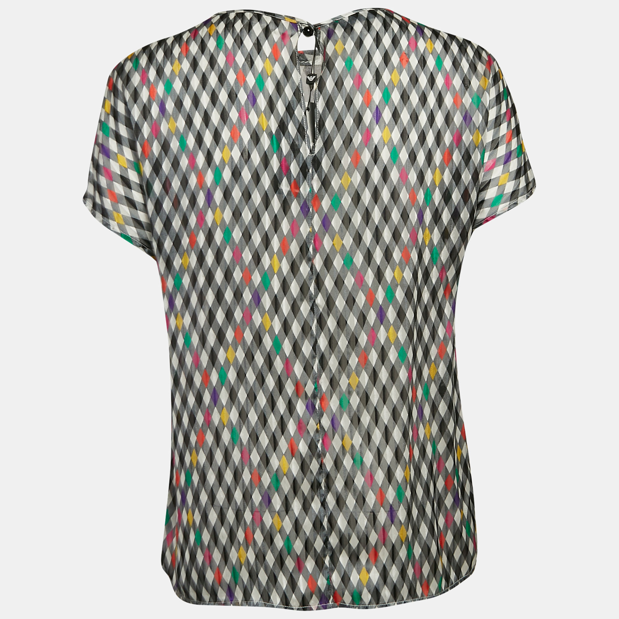 Emporio Armani Multicolor Embroidered Silk Loose Fit Top S