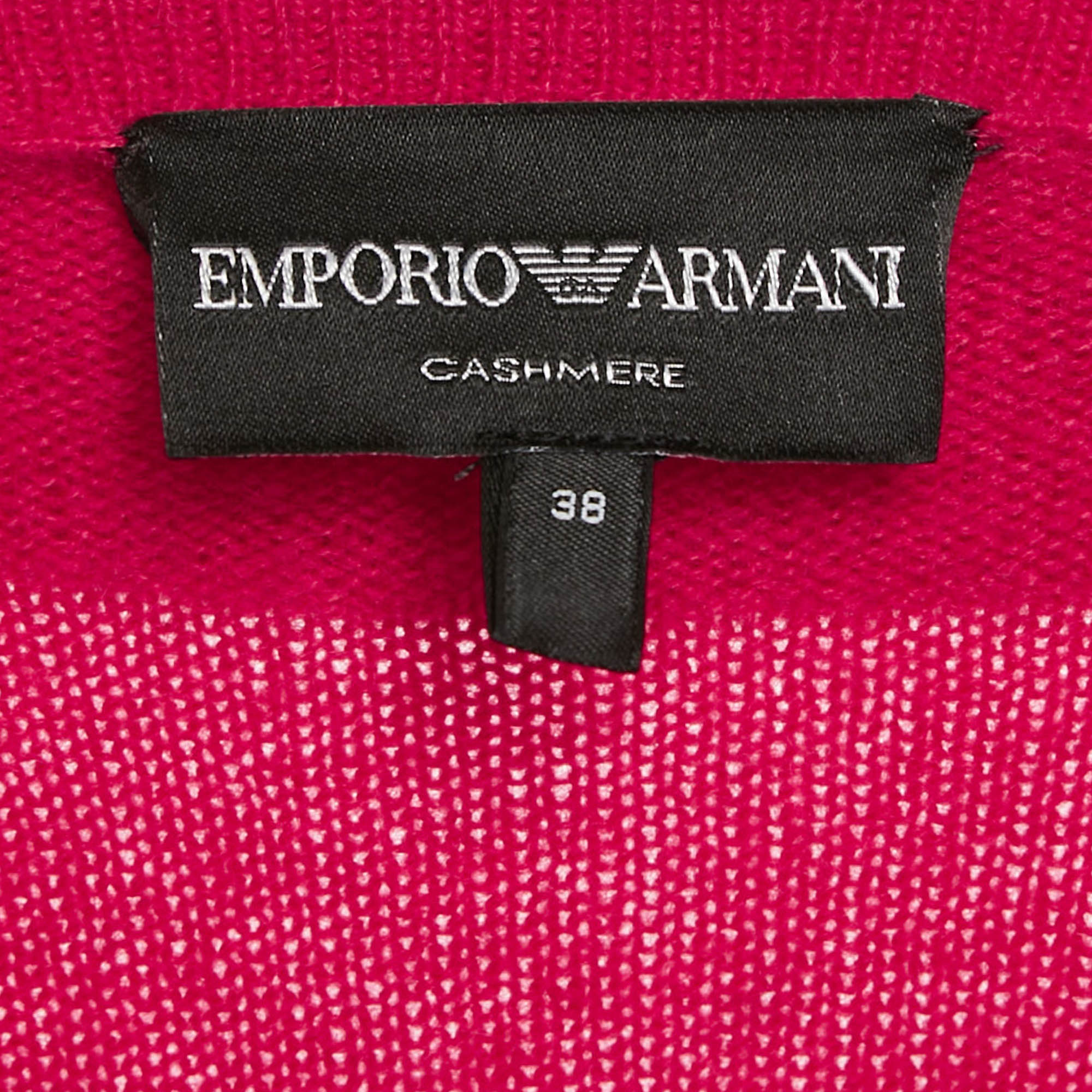 Emporio Armani Pink Cashmere Knit Ruffled Top S