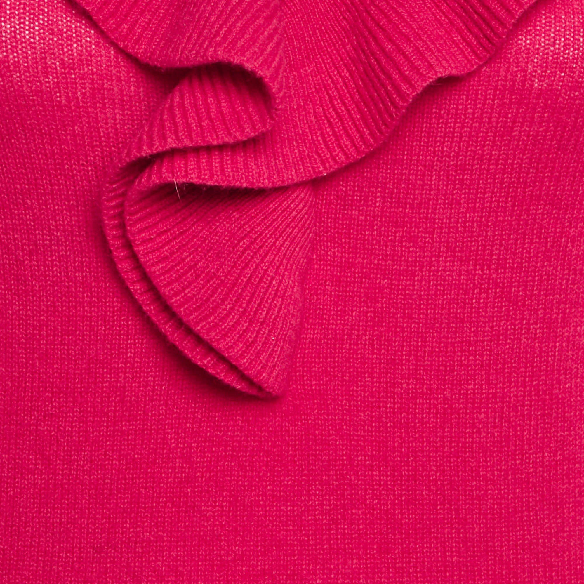 Emporio Armani Pink Cashmere Knit Ruffled Top S