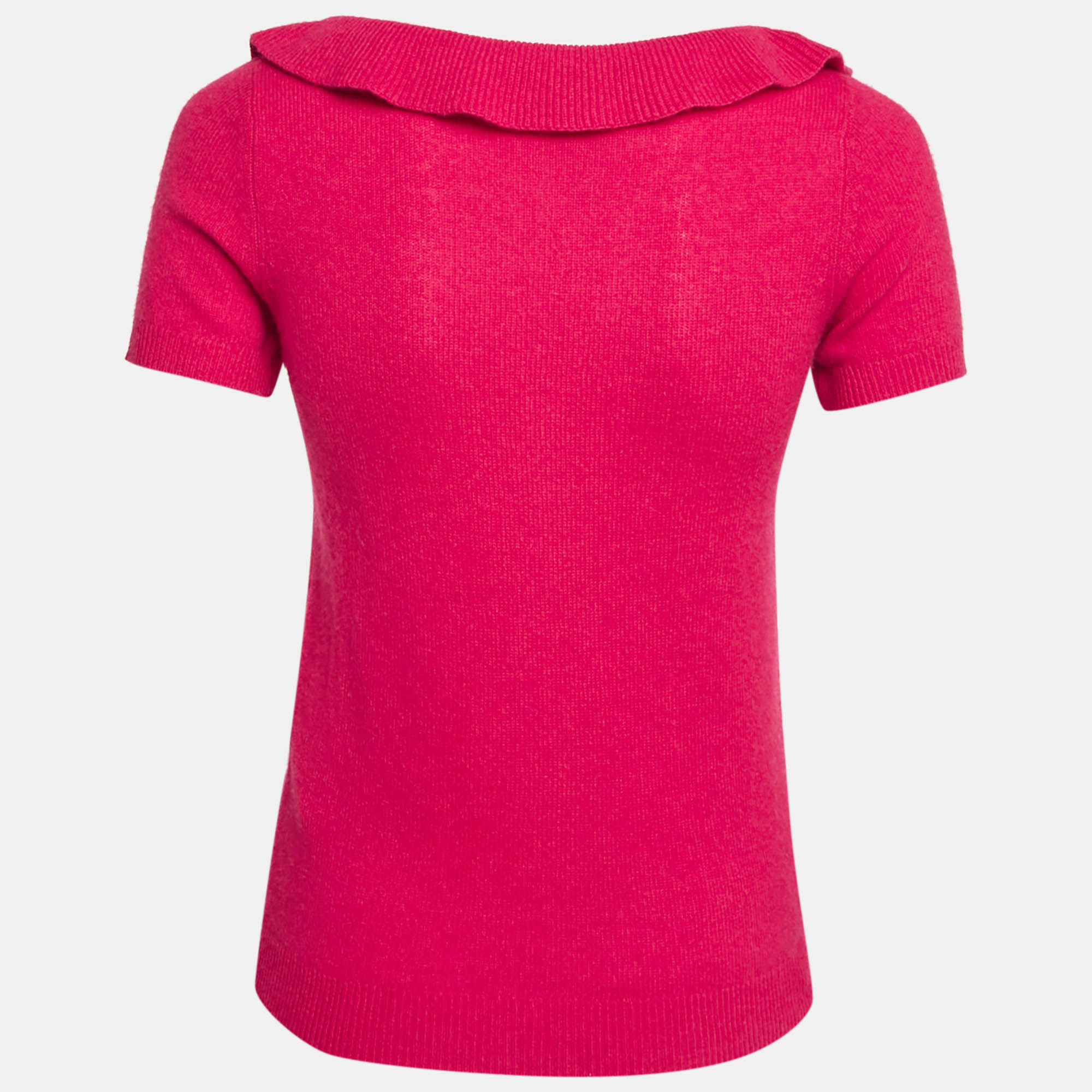 Emporio Armani Pink Cashmere Knit Ruffled Top S