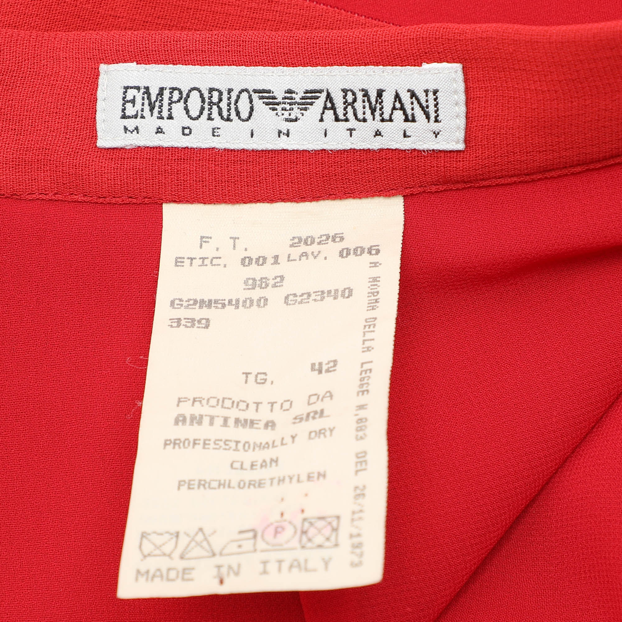 Emporio Armani Red Viscose Maxi Skirt M