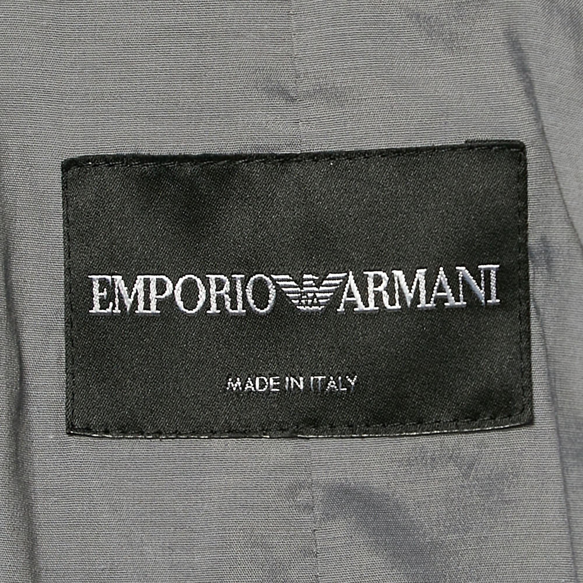 Emporio Armani Grey Wool Blend Pleated Shoulder Blazer M