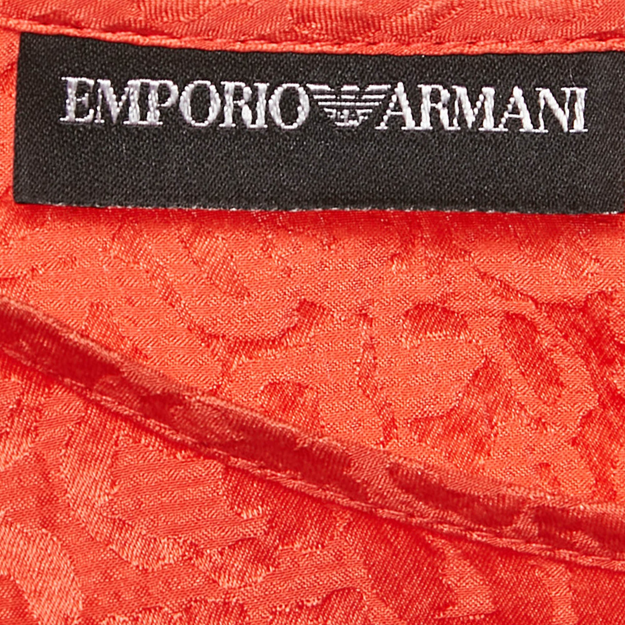 Emporio Armani Red Dobby Silk Sleeveless Top S