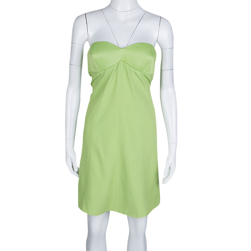 Emporio Armani Green Strapless Dress M