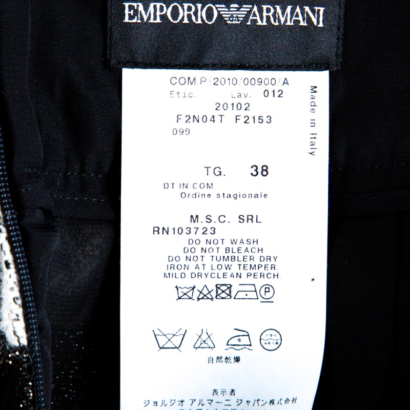 Emporio Armani Monochrome Checkered Lurex Knit  Pencil Skirt S