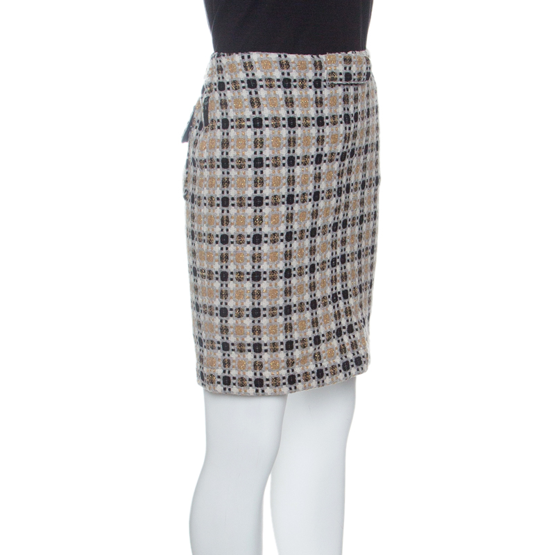 

Emporio Armani Patterned Wool and Lurex Pencil Skirt, Multicolor