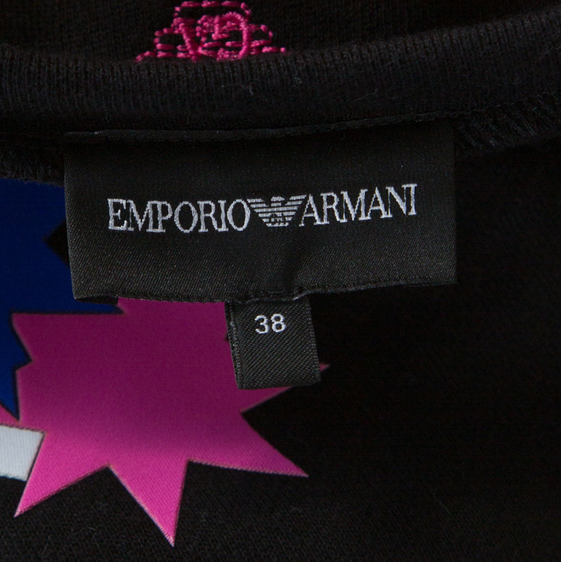 Emporio Armani Black Knit Star And Fish Print Long Sweatshirt S