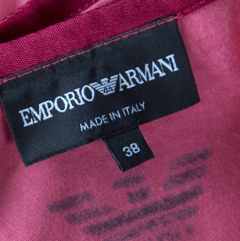 Emporio Armani Berry Pink Logo Print Jersey T-Shirt S