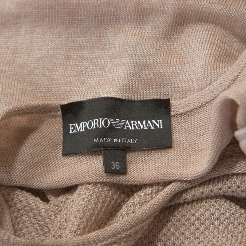 Emporio Armani Dusky Pink Silk Insert Crochet Knit Top XS
