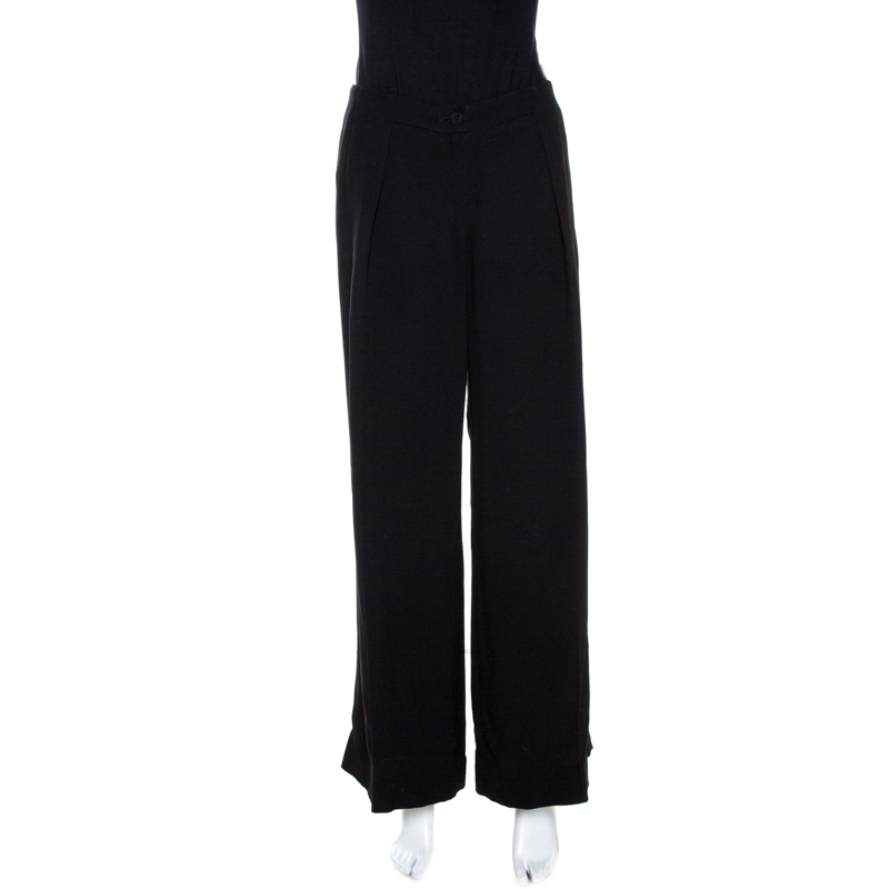 Image of Emporio Armani Black Crepe Palazzo Pants S